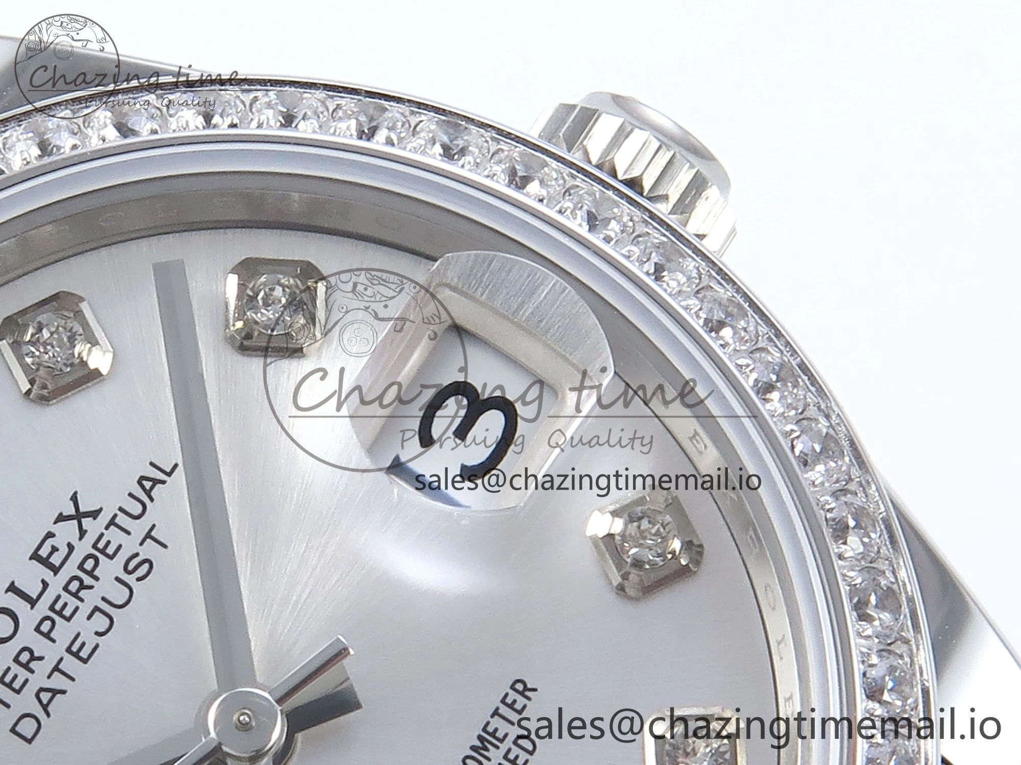 Vibrant DateJust 31 278384RBR ARF 1:1 Best Edition 904L Steel Silver Diamonds Dial Diamonds Bezel on SS Jubilee Bracelet ETA 443