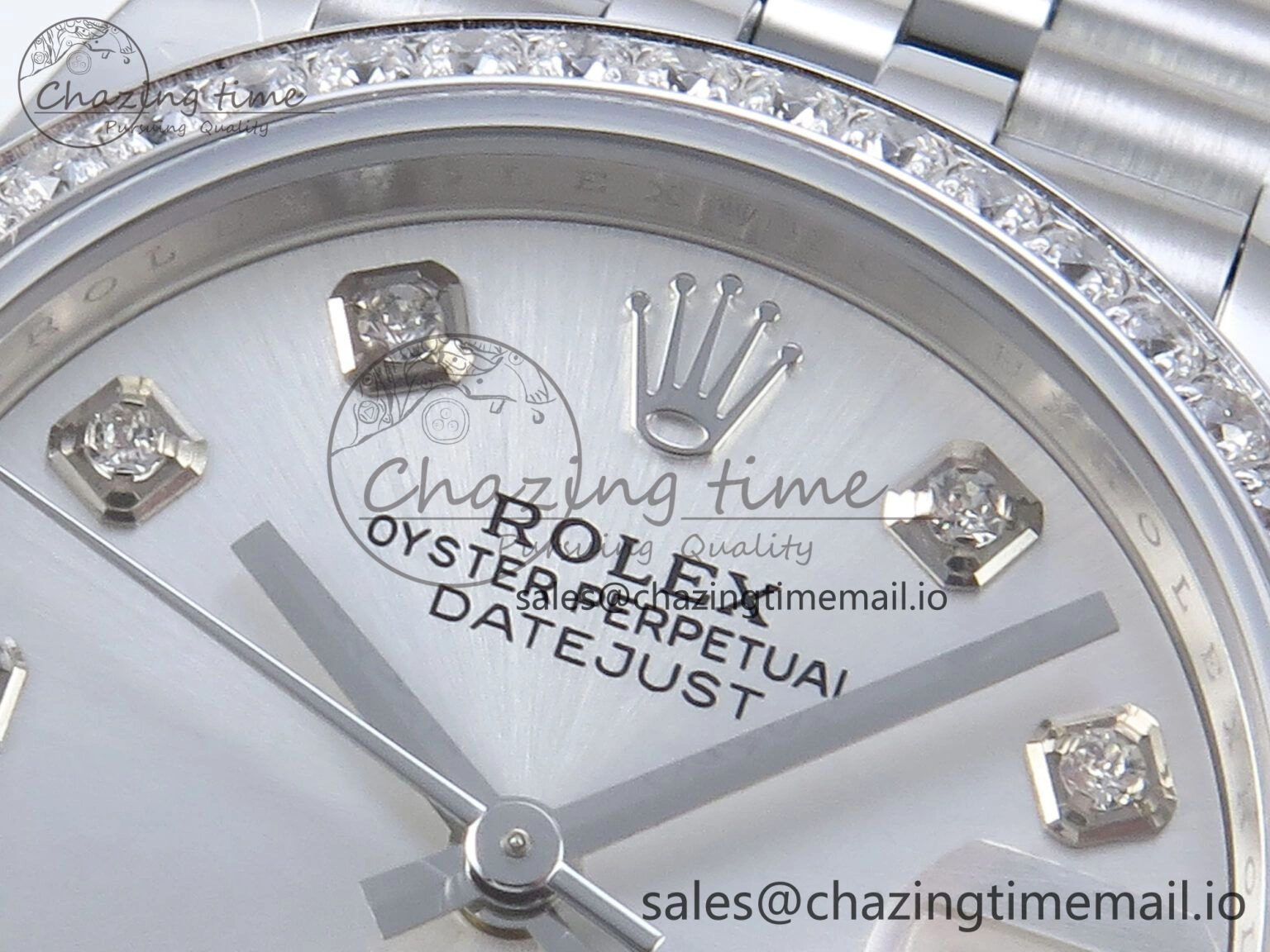 Vibrant DateJust 31 278384RBR ARF 1:1 Best Edition 904L Steel Silver Diamonds Dial Diamonds Bezel on SS Jubilee Bracelet ETA 443