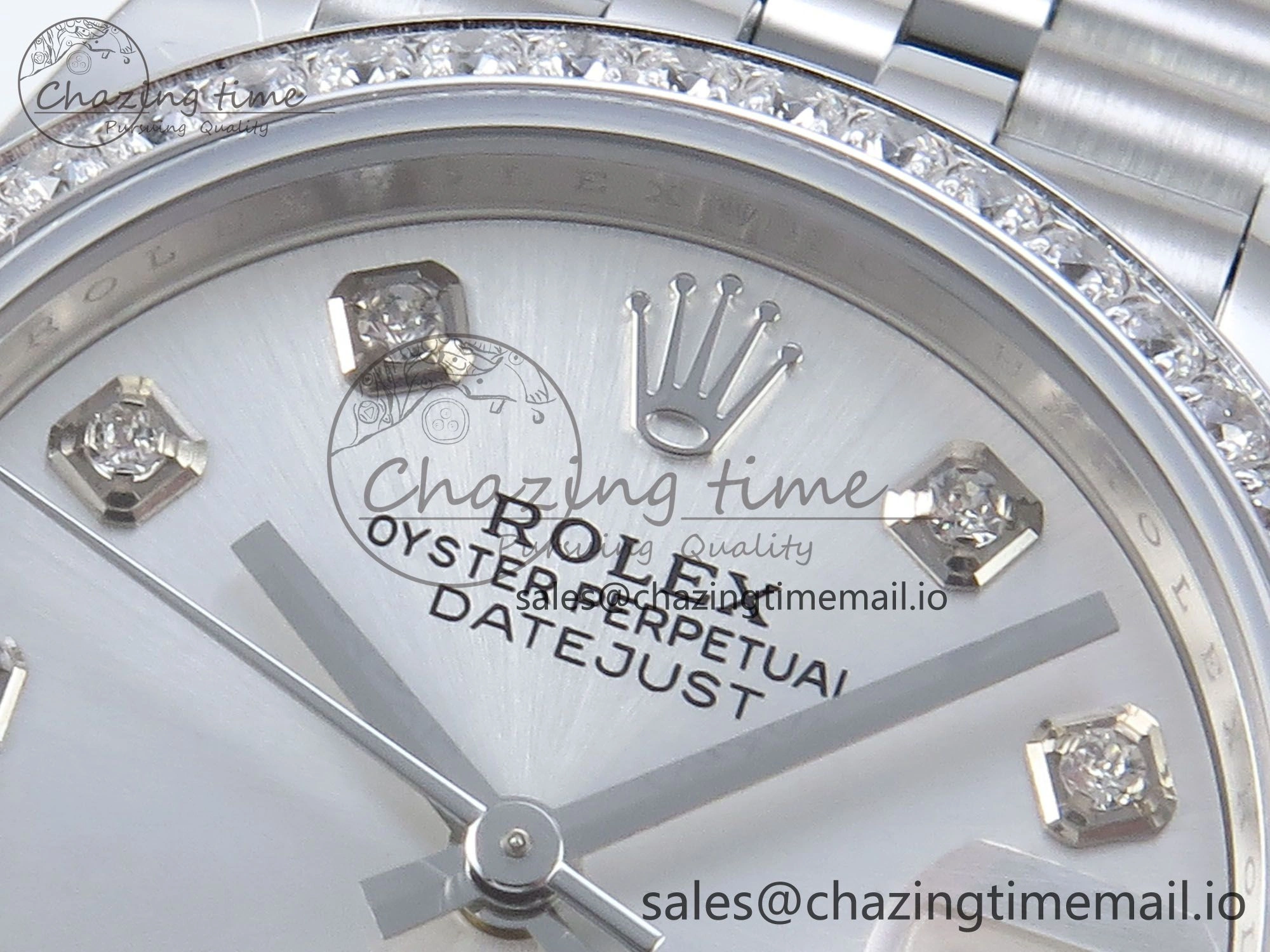 Vibrant DateJust 31 278384RBR ARF 1:1 Best Edition 904L Steel Silver Diamonds Dial Diamonds Bezel on SS Jubilee Bracelet ETA 443