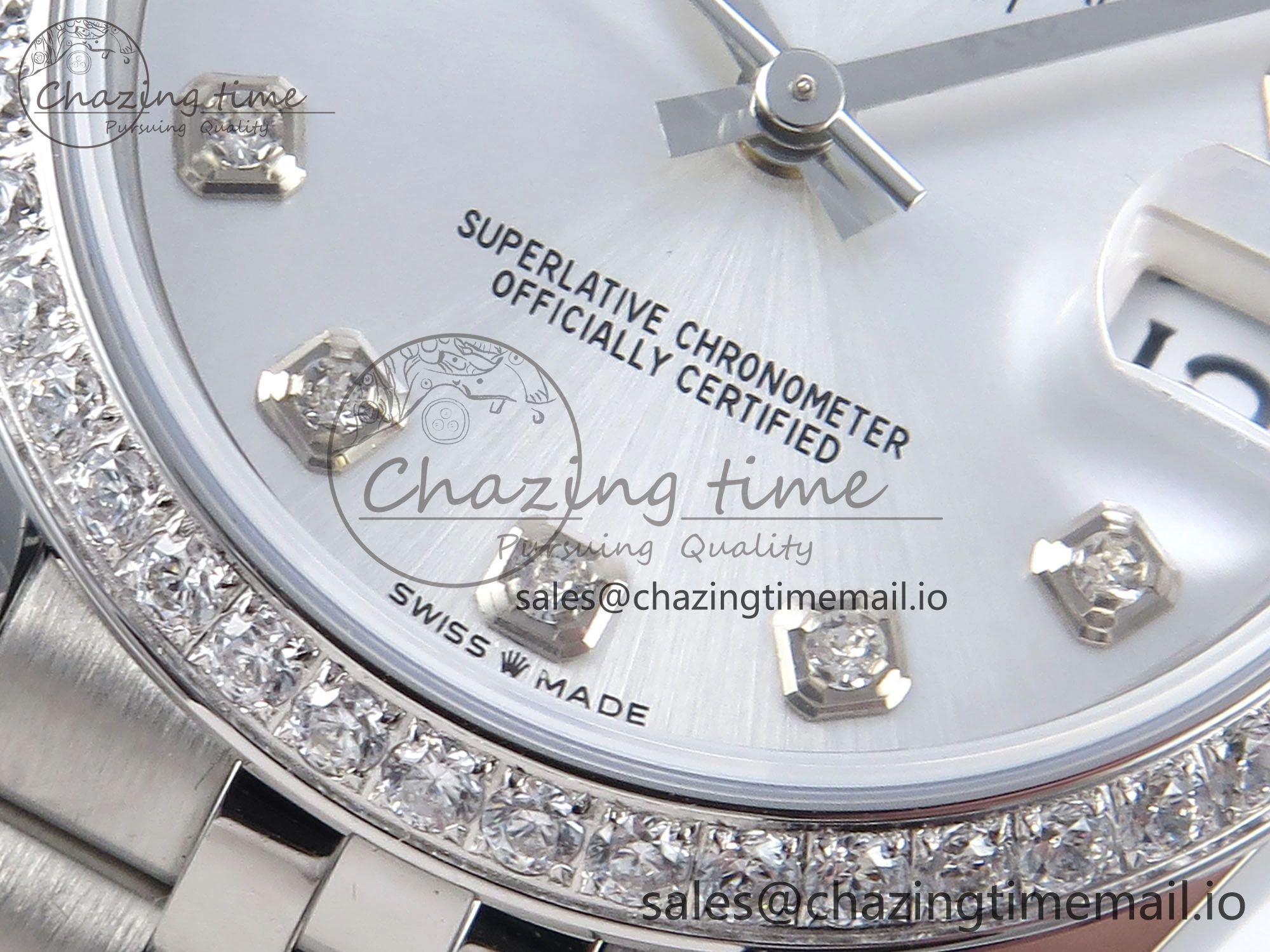 Vibrant DateJust 31 278384RBR ARF 1:1 Best Edition 904L Steel Silver Diamonds Dial Diamonds Bezel on SS Jubilee Bracelet ETA 443