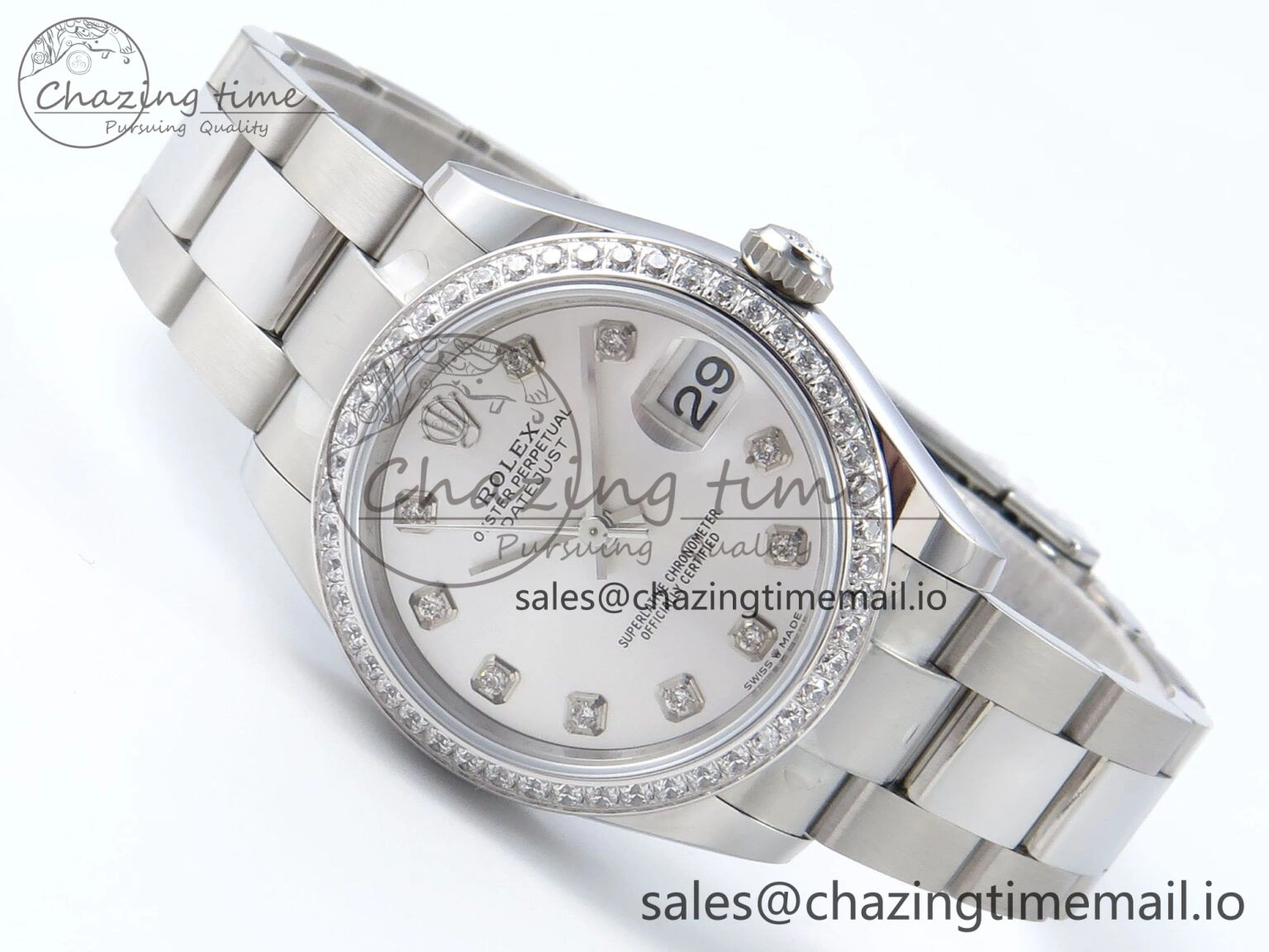 DateJust 31 278384RBR ARF 1:1 Best Edition 904L Steel Silver Diamonds Dial Diamonds Bezel on SS Oyster Bracelet ETA Versatile 425