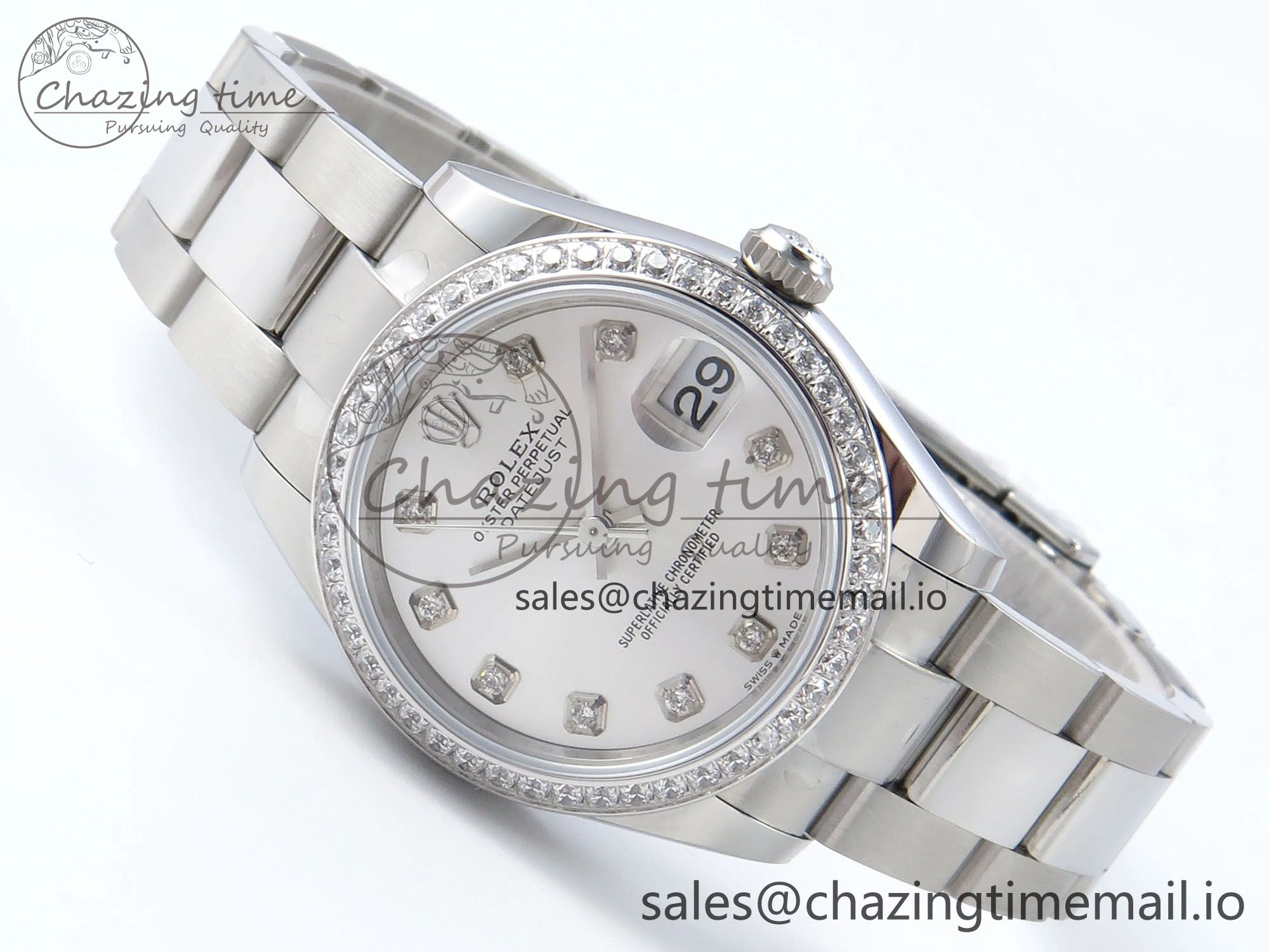 DateJust 31 278384RBR ARF 1:1 Best Edition 904L Steel Silver Diamonds Dial Diamonds Bezel on SS Oyster Bracelet ETA Versatile 425