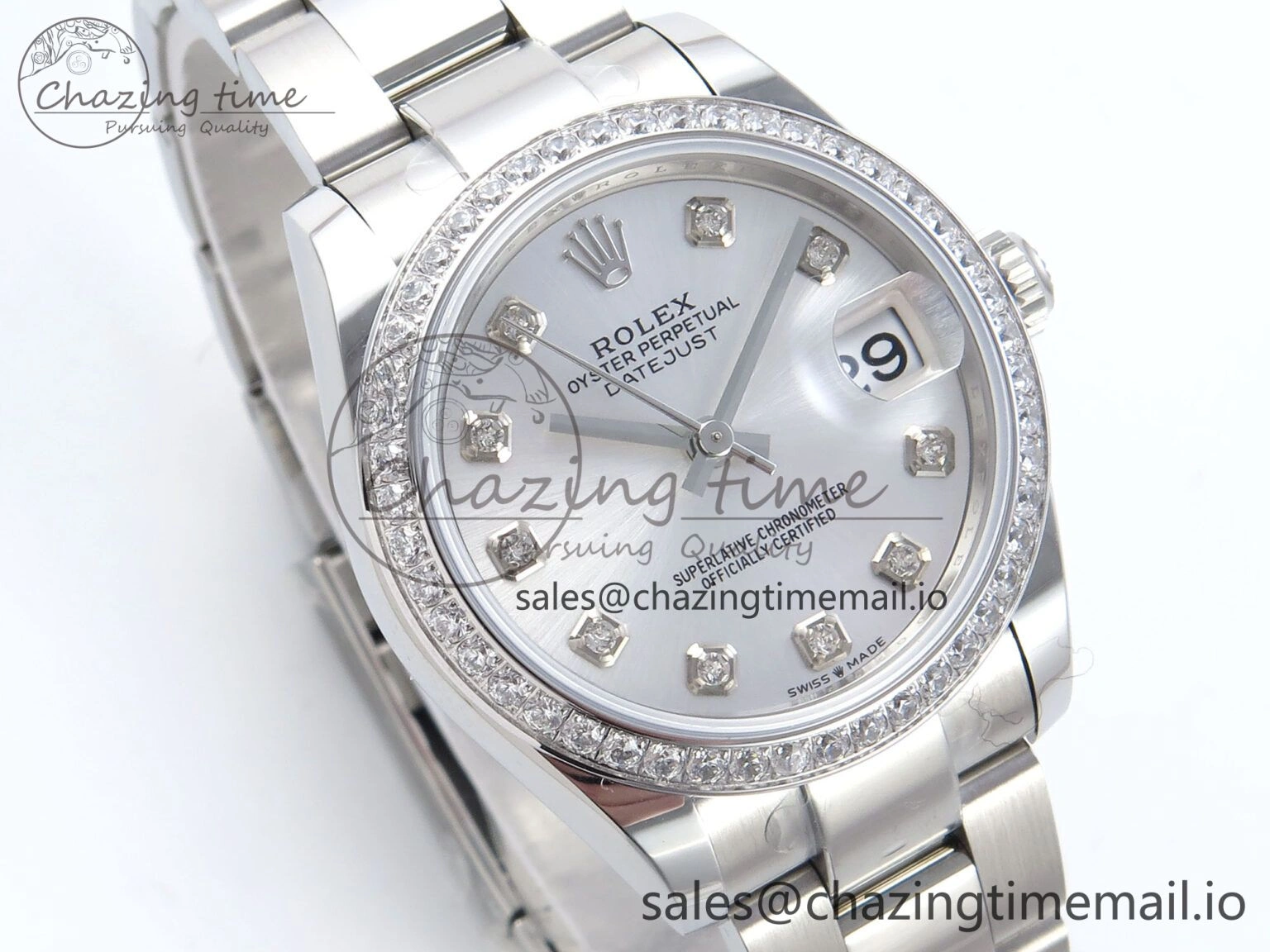 DateJust 31 278384RBR ARF 1:1 Best Edition 904L Steel Silver Diamonds Dial Diamonds Bezel on SS Oyster Bracelet ETA Versatile 425