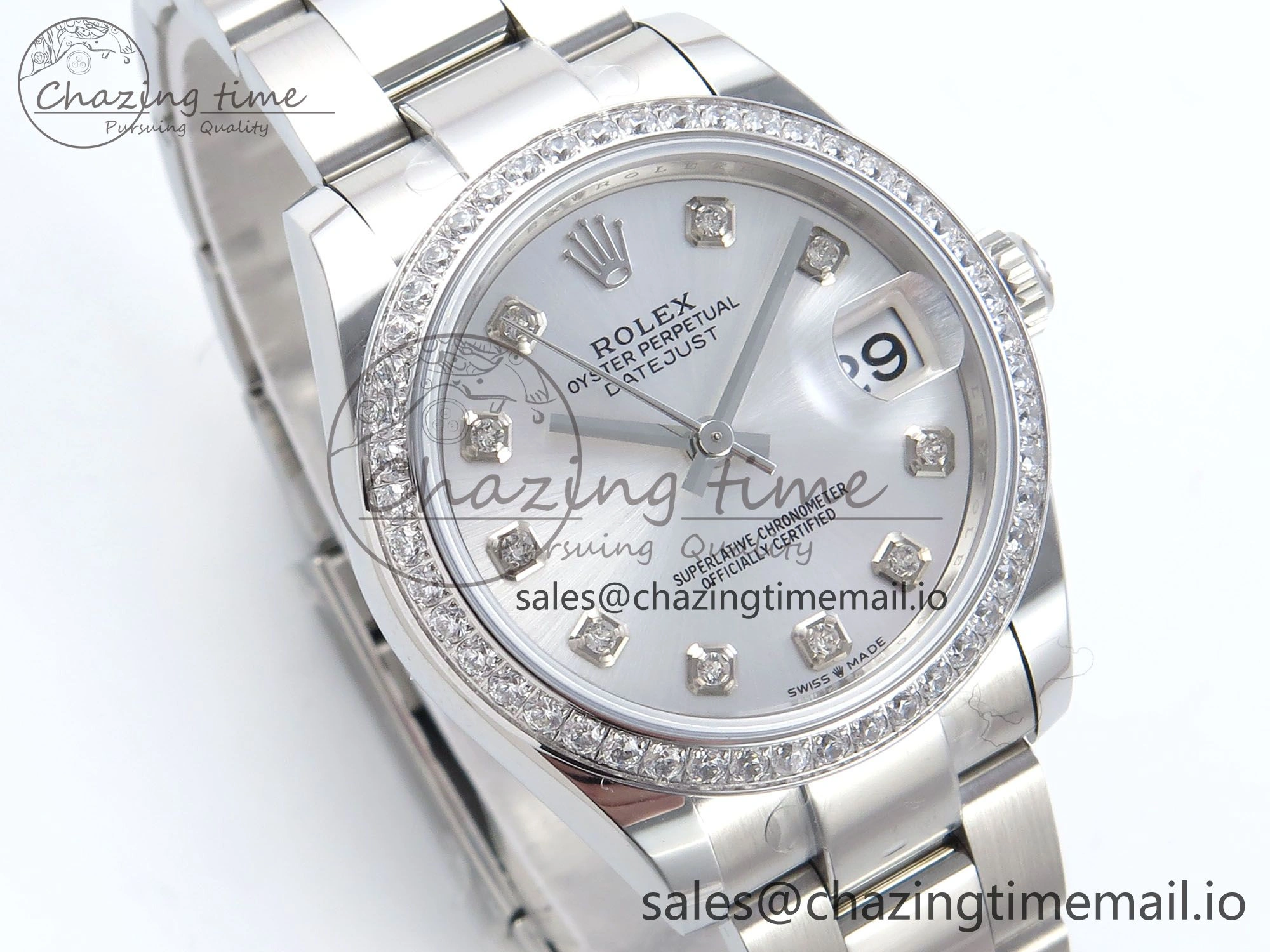 DateJust 31 278384RBR ARF 1:1 Best Edition 904L Steel Silver Diamonds Dial Diamonds Bezel on SS Oyster Bracelet ETA Versatile 425