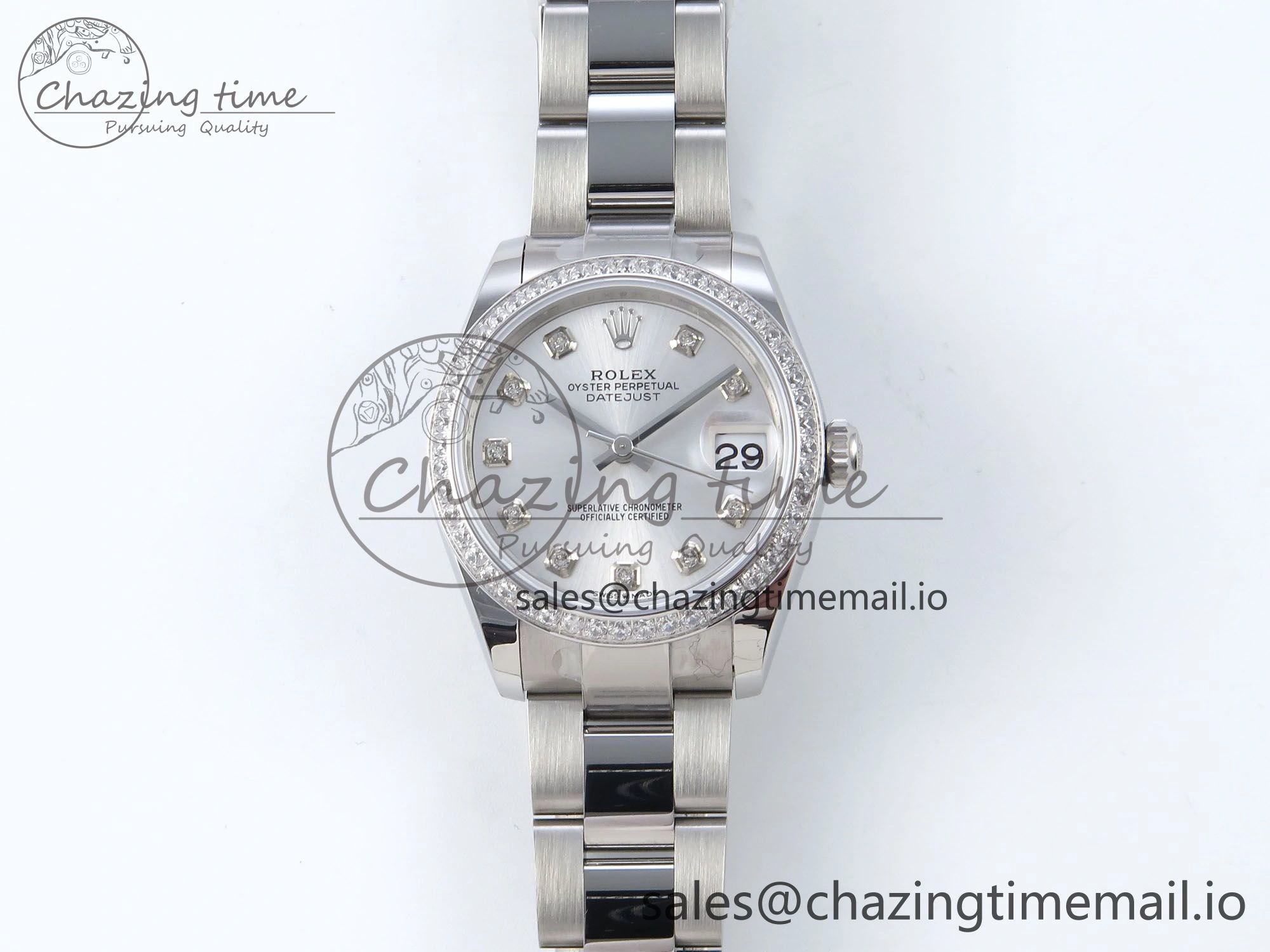 DateJust 31 278384RBR ARF 1:1 Best Edition 904L Steel Silver Diamonds Dial Diamonds Bezel on SS Oyster Bracelet ETA Versatile 425