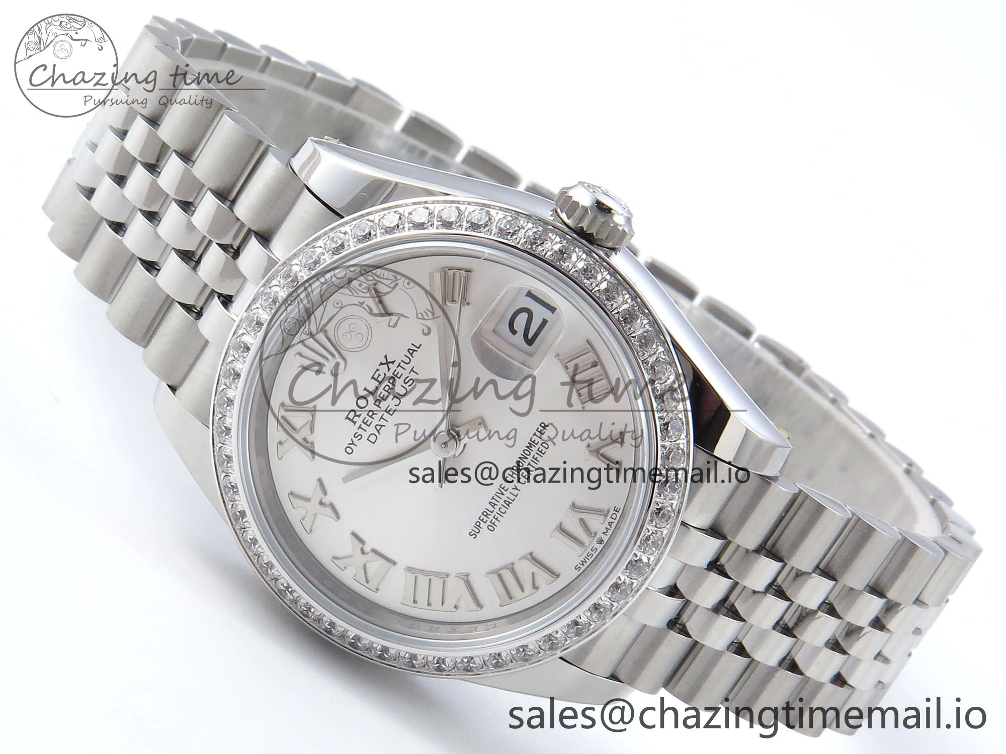 DateJust 31 278384RBR ARF 1:1 Best Edition 904L Steel Silver Roman Dial Diamonds Bezel on SS Jubilee Bracelet ETA Premium 445
