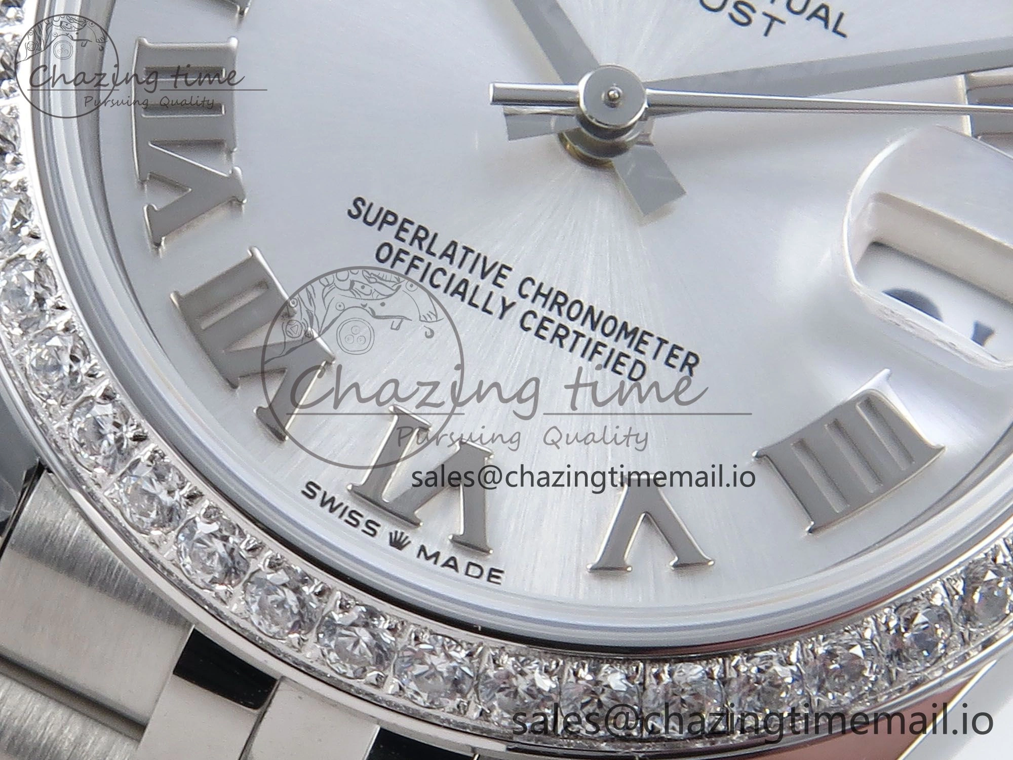 DateJust 31 278384RBR ARF 1:1 Best Edition 904L Steel Silver Roman Dial Diamonds Bezel on SS Jubilee Bracelet ETA Premium 445