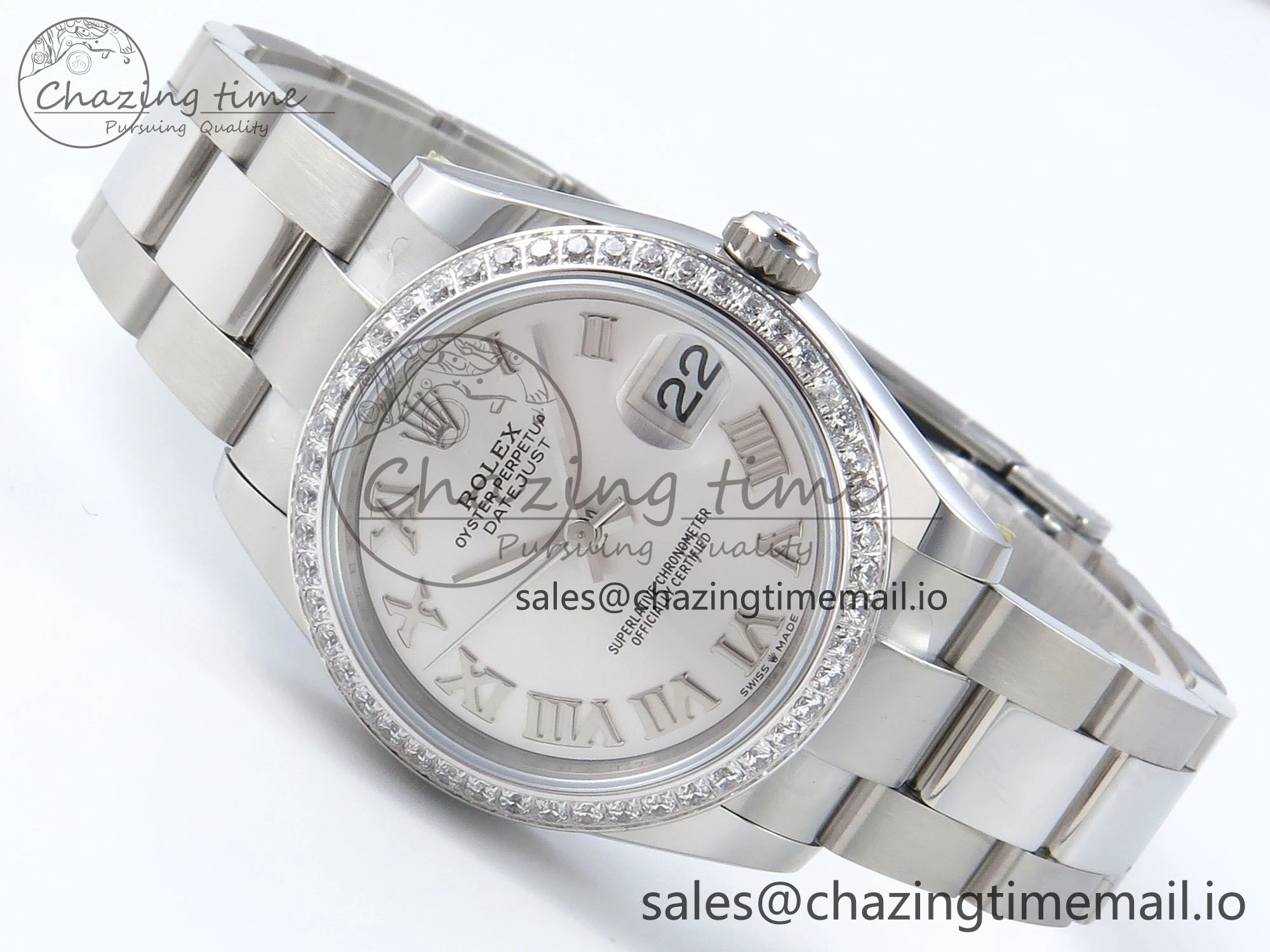 DateJust 31 278384RBR ARF 1:1 Best Edition 904L Steel Silver Roman Dial Diamonds Bezel on SS Oyster Bracelet ETA Modern 423