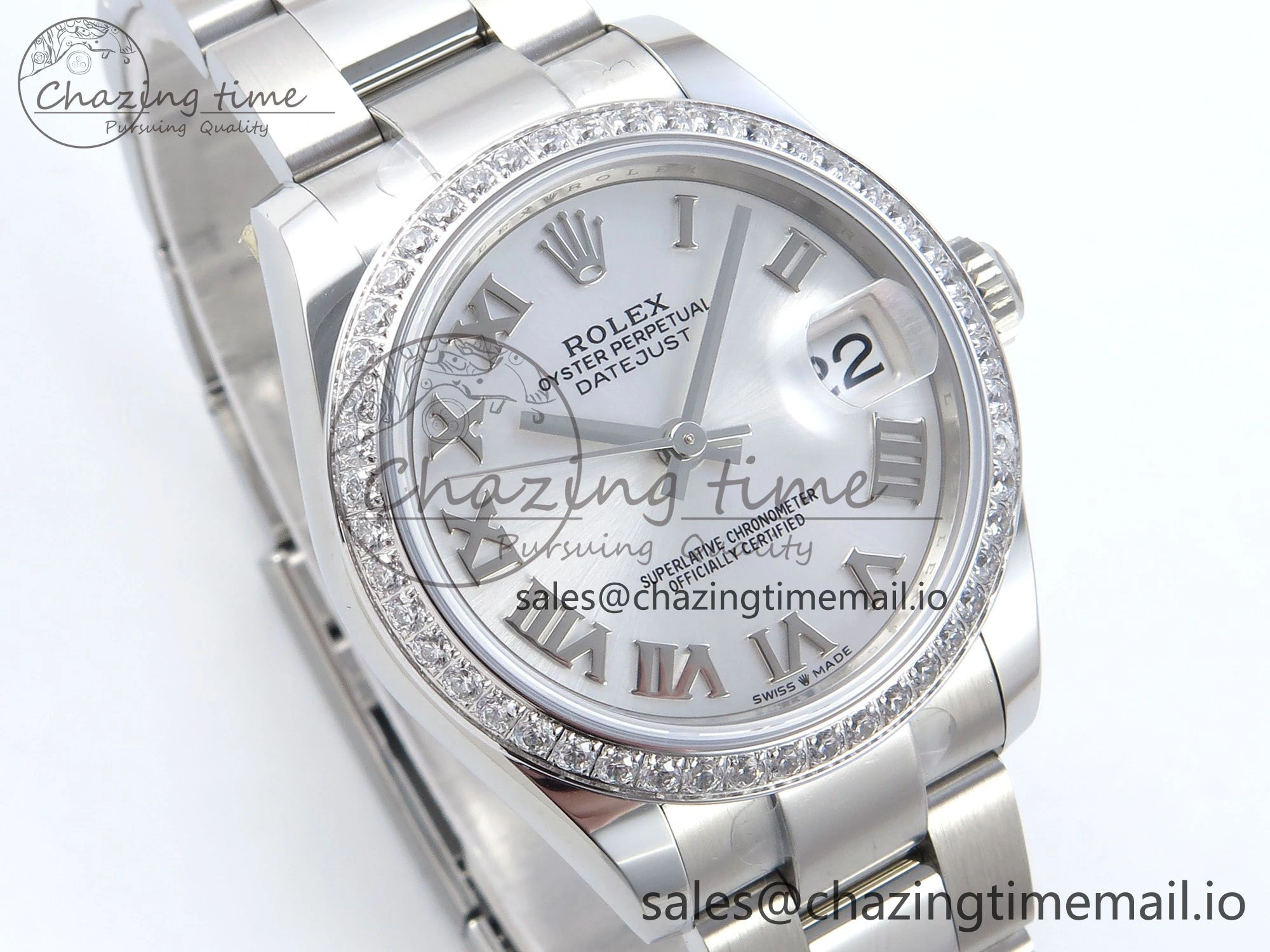 DateJust 31 278384RBR ARF 1:1 Best Edition 904L Steel Silver Roman Dial Diamonds Bezel on SS Oyster Bracelet ETA Modern 423