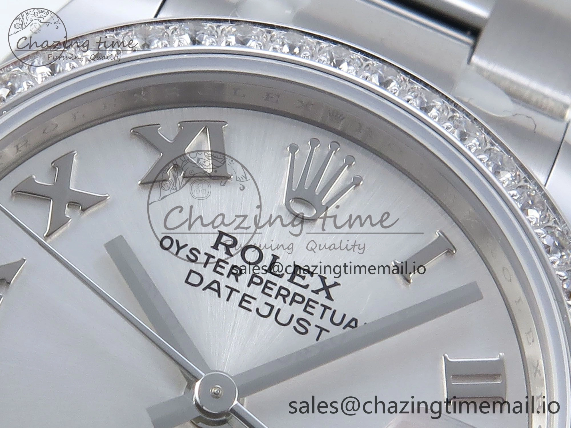 DateJust 31 278384RBR ARF 1:1 Best Edition 904L Steel Silver Roman Dial Diamonds Bezel on SS Oyster Bracelet ETA Modern 423