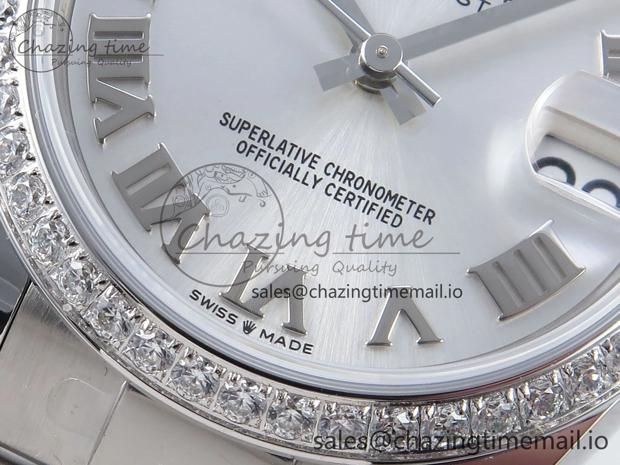 DateJust 31 278384RBR ARF 1:1 Best Edition 904L Steel Silver Roman Dial Diamonds Bezel on SS Oyster Bracelet ETA Modern 423