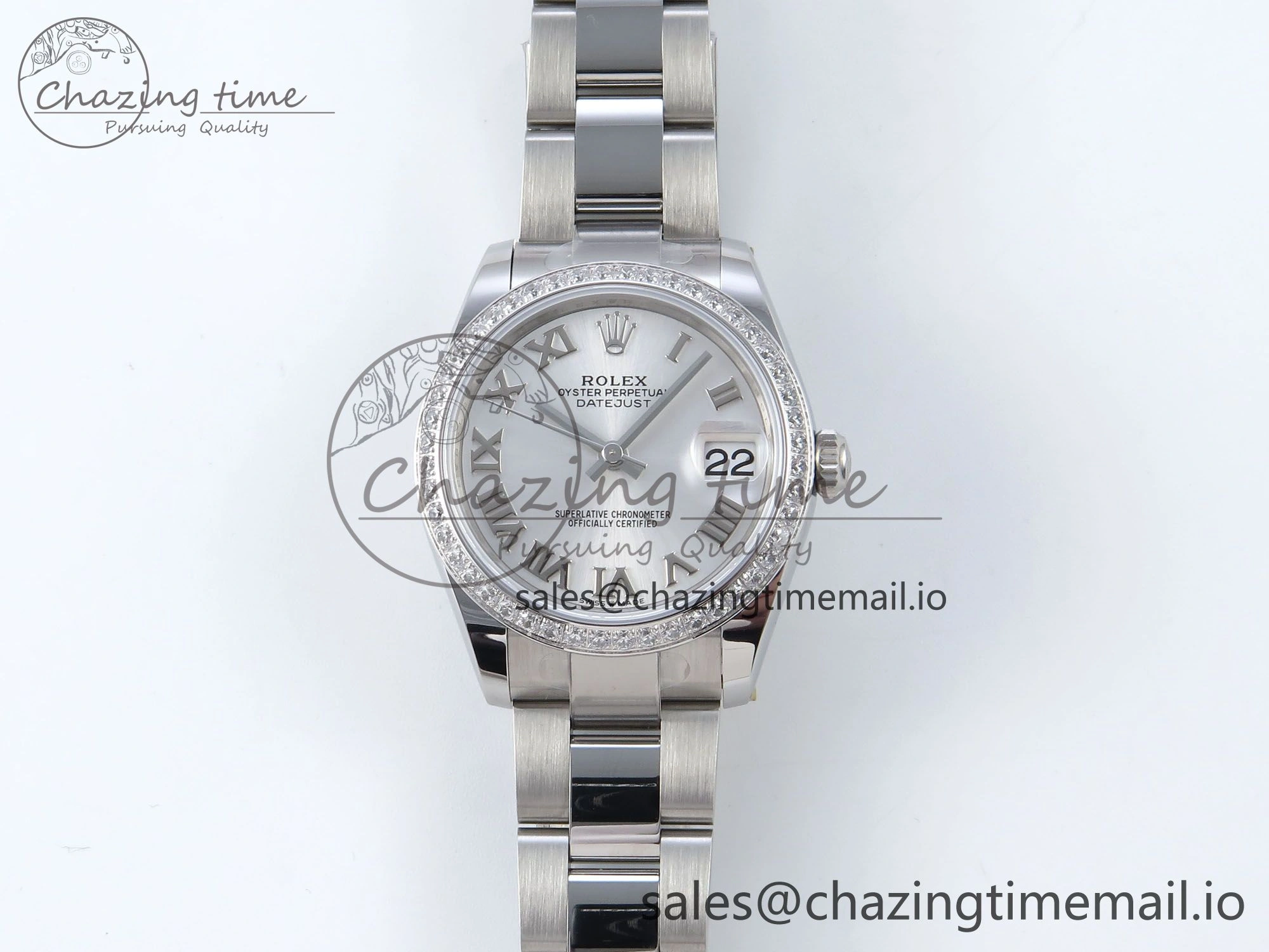 DateJust 31 278384RBR ARF 1:1 Best Edition 904L Steel Silver Roman Dial Diamonds Bezel on SS Oyster Bracelet ETA Modern 423