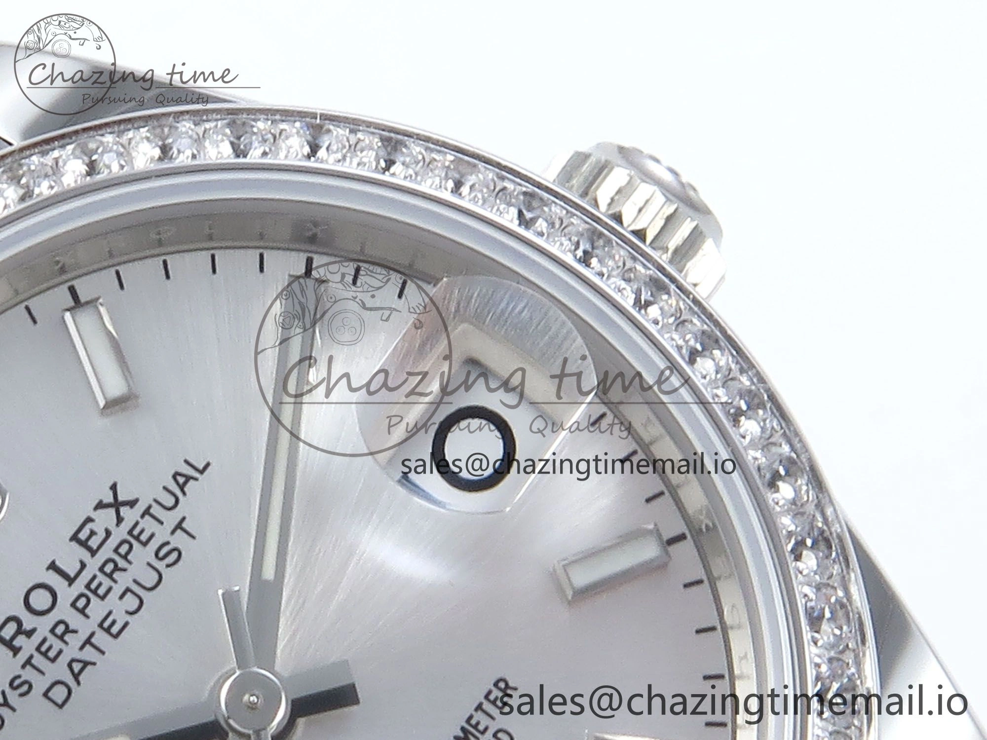 Contemporary DateJust 31 278384RBR ARF 1:1 Best Edition 904L Steel Silver Stick Dial Diamonds Bezel on SS Jubilee Bracelet ETA 454