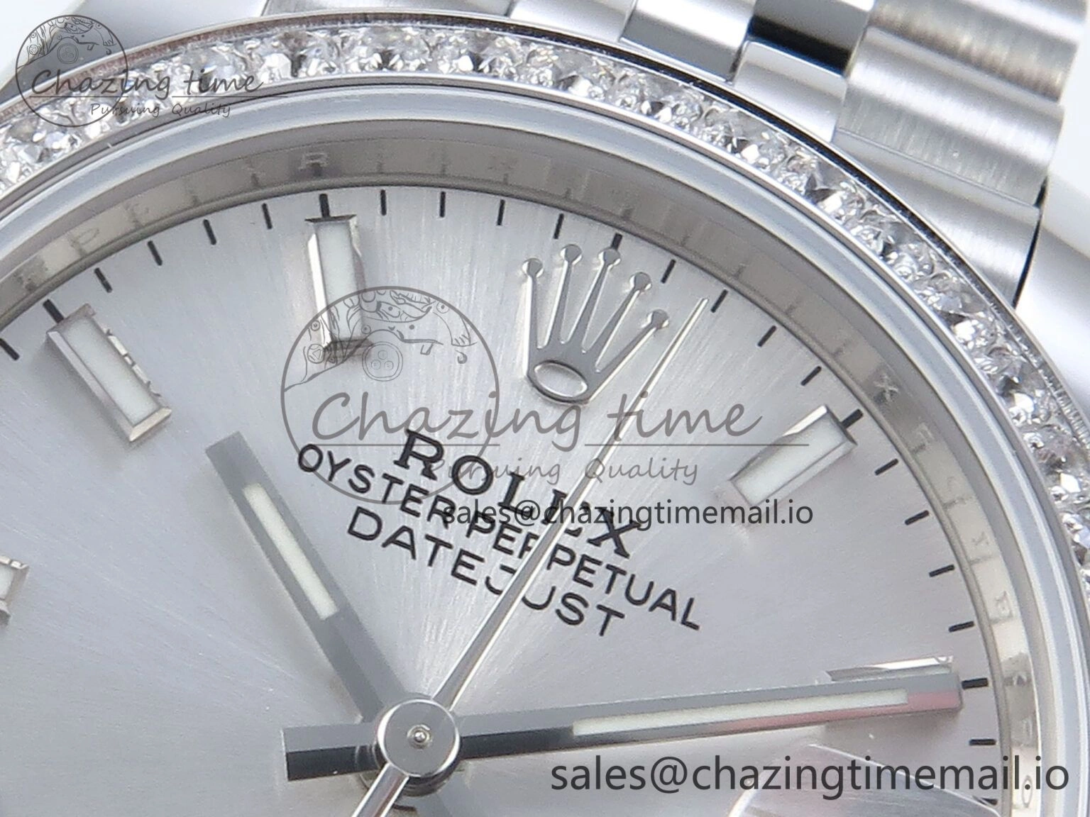 Contemporary DateJust 31 278384RBR ARF 1:1 Best Edition 904L Steel Silver Stick Dial Diamonds Bezel on SS Jubilee Bracelet ETA 454