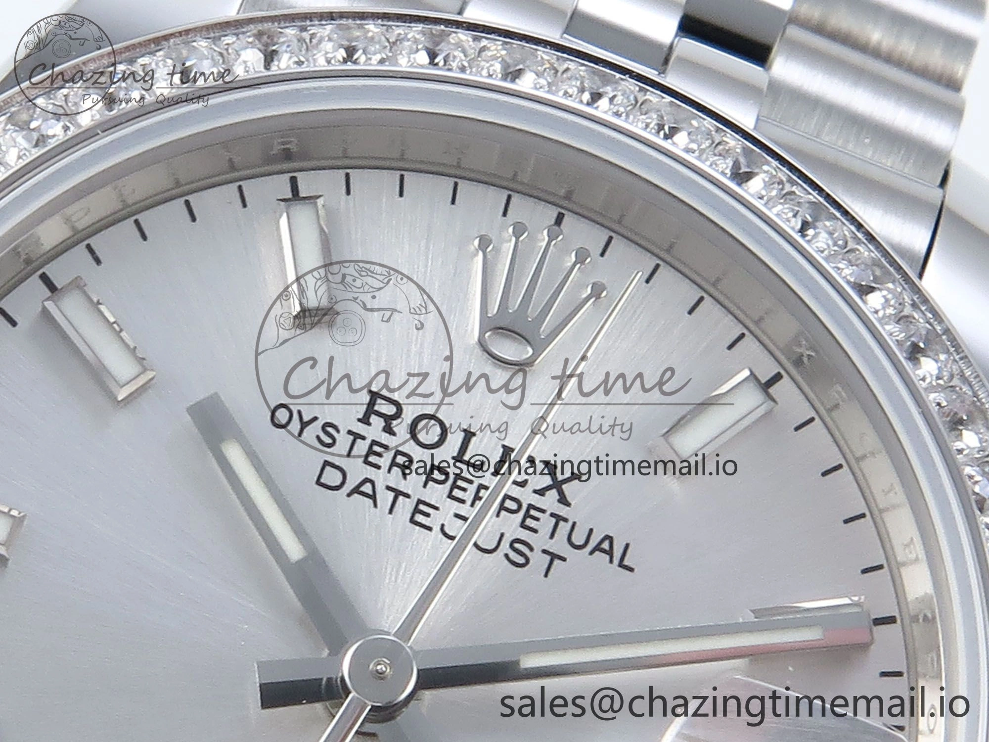 Contemporary DateJust 31 278384RBR ARF 1:1 Best Edition 904L Steel Silver Stick Dial Diamonds Bezel on SS Jubilee Bracelet ETA 454
