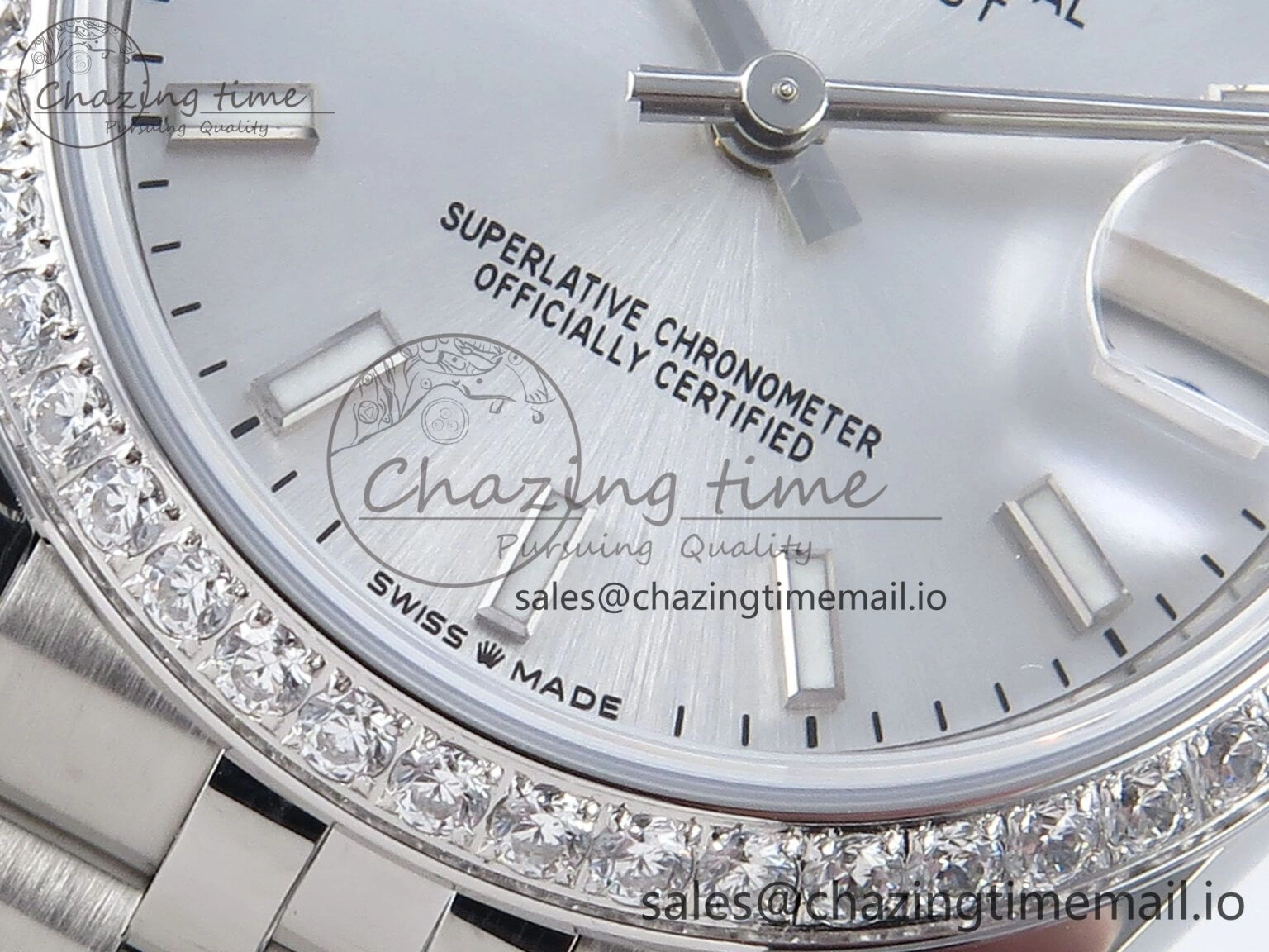 Contemporary DateJust 31 278384RBR ARF 1:1 Best Edition 904L Steel Silver Stick Dial Diamonds Bezel on SS Jubilee Bracelet ETA 454