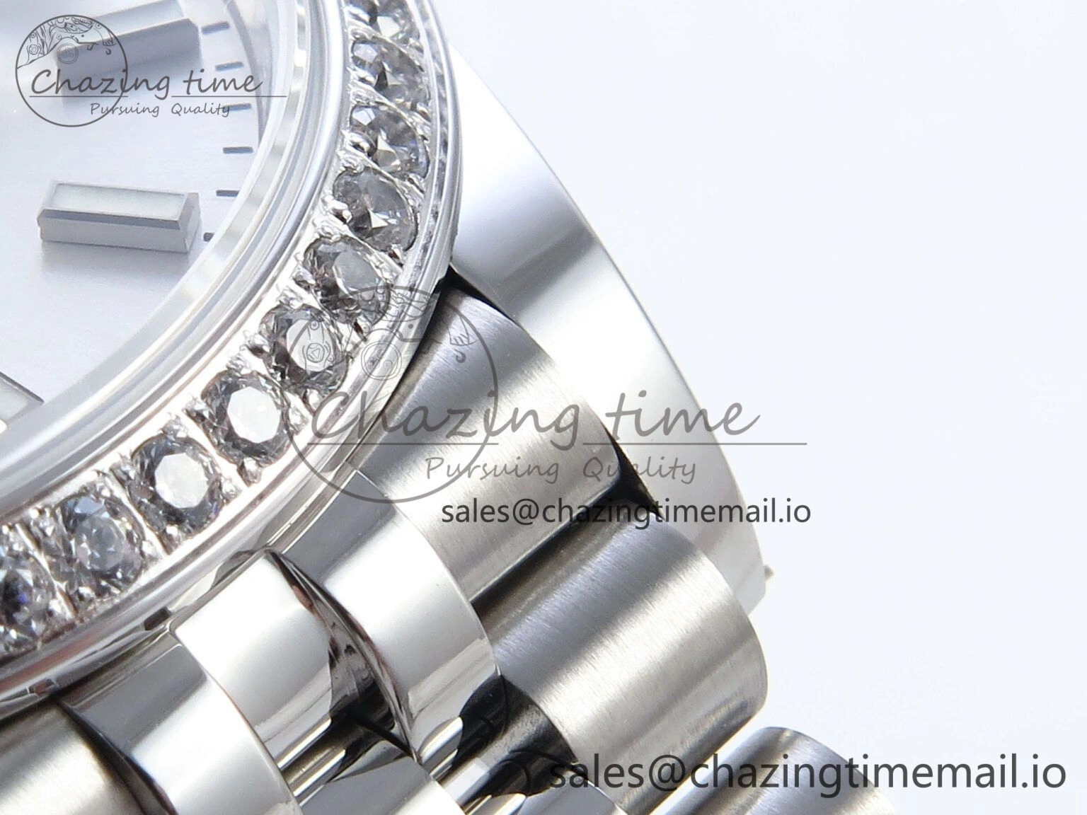 Contemporary DateJust 31 278384RBR ARF 1:1 Best Edition 904L Steel Silver Stick Dial Diamonds Bezel on SS Jubilee Bracelet ETA 454