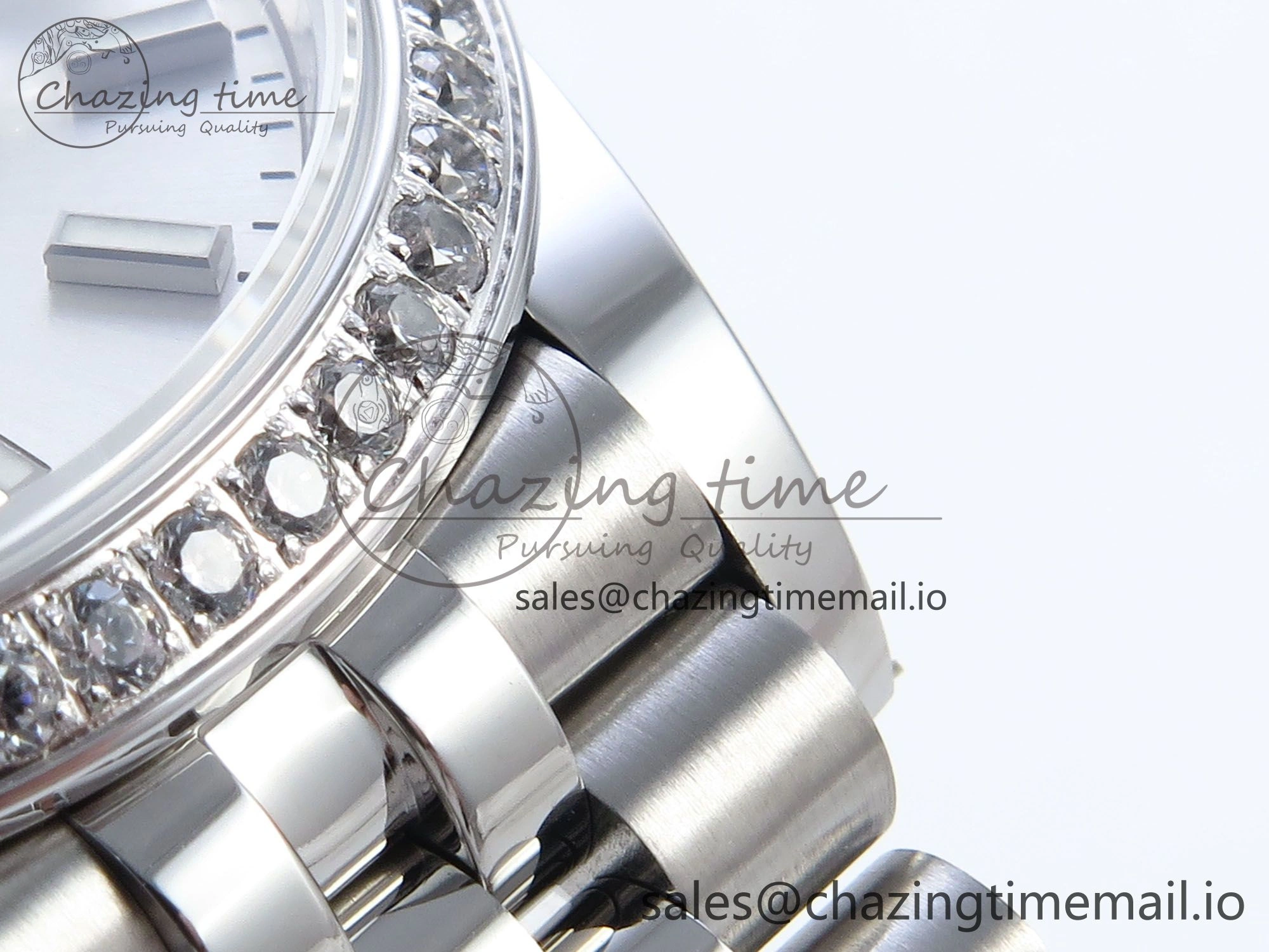 Contemporary DateJust 31 278384RBR ARF 1:1 Best Edition 904L Steel Silver Stick Dial Diamonds Bezel on SS Jubilee Bracelet ETA 454