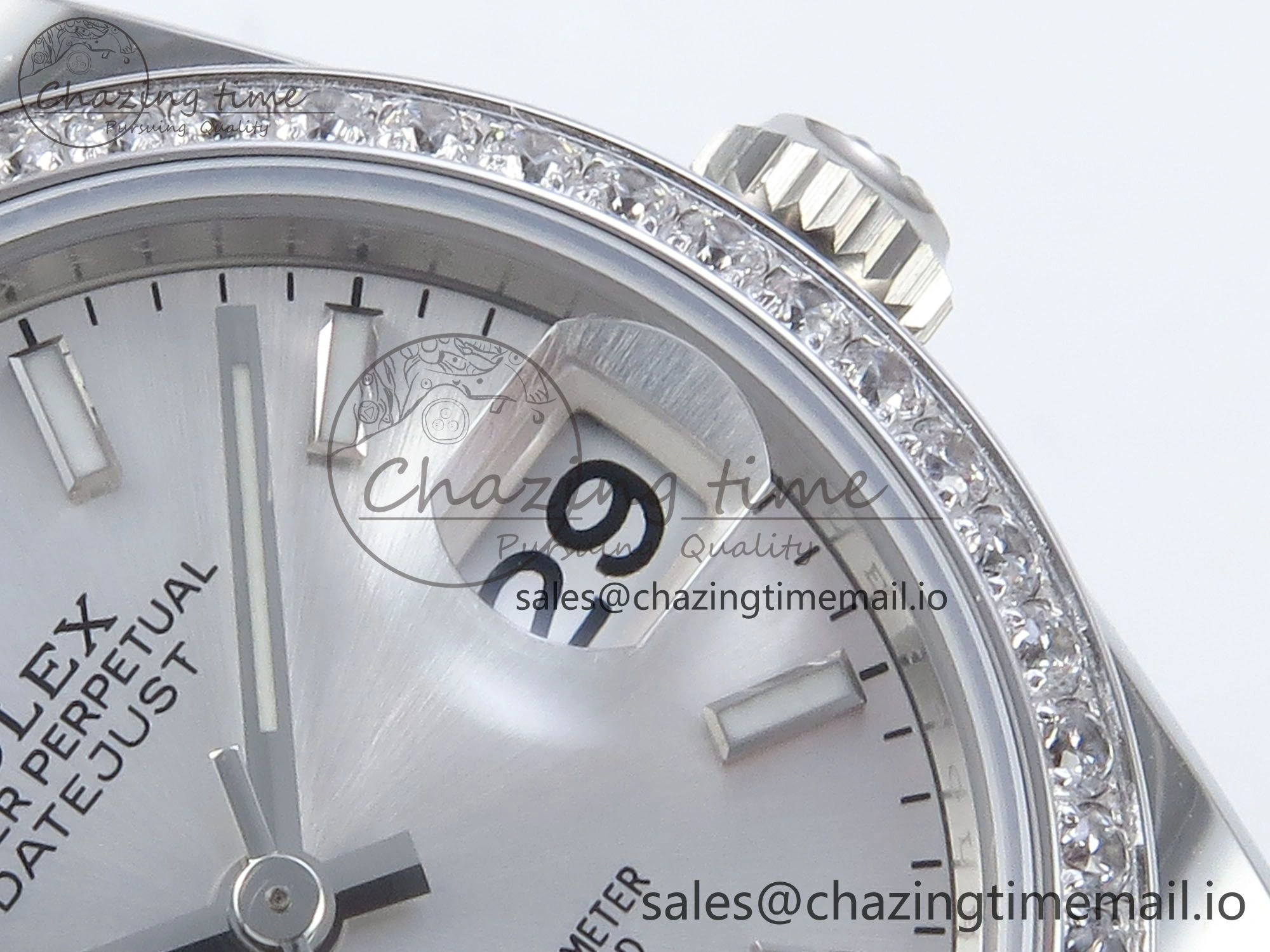 DateJust 31 278384RBR ARF 1:1 Best Edition 904L Steel Silver Stick Dial Diamonds Bezel on SS Oyster Bracelet ETA Youthful 432