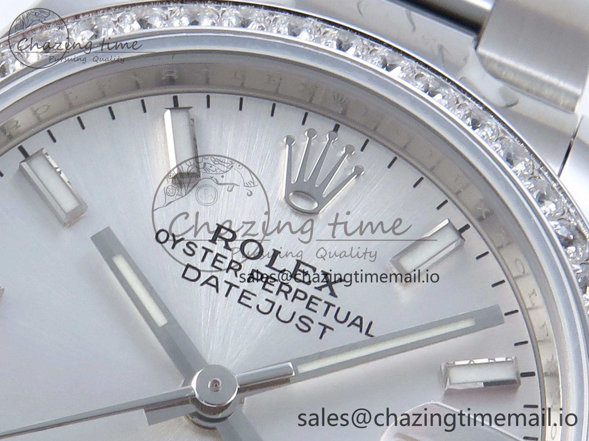 DateJust 31 278384RBR ARF 1:1 Best Edition 904L Steel Silver Stick Dial Diamonds Bezel on SS Oyster Bracelet ETA Youthful 432