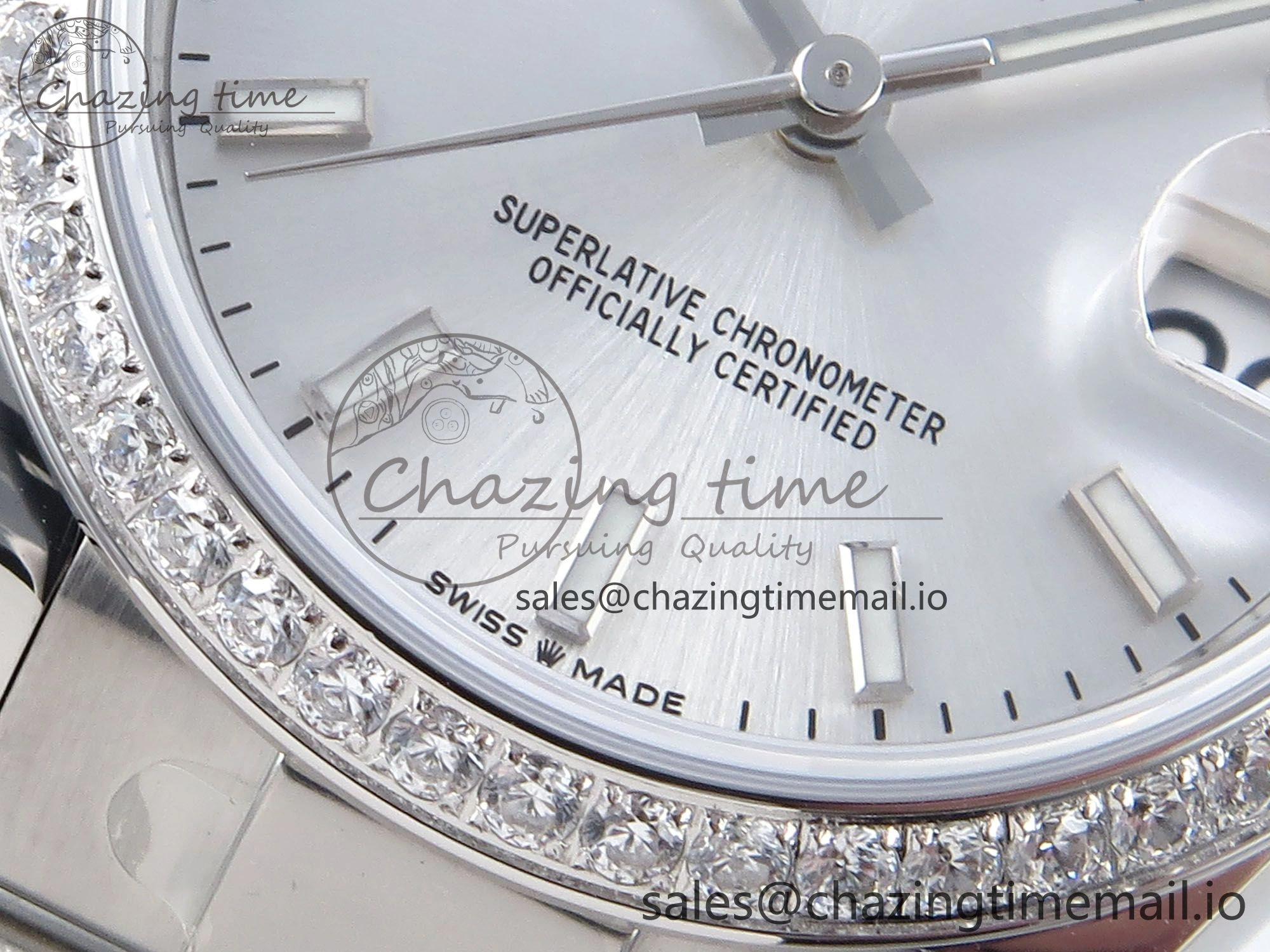 DateJust 31 278384RBR ARF 1:1 Best Edition 904L Steel Silver Stick Dial Diamonds Bezel on SS Oyster Bracelet ETA Youthful 432