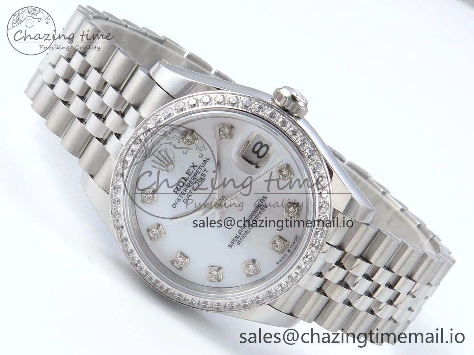 DateJust 31 278384RBR ARF 1:1 Best Edition 904L Steel White MOP Dial Diamonds Bezel on SS Jubilee Bracelet ETA Minimalist 448