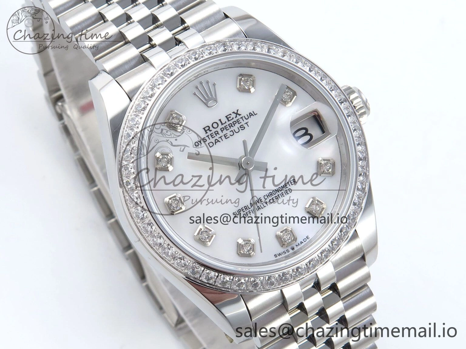 DateJust 31 278384RBR ARF 1:1 Best Edition 904L Steel White MOP Dial Diamonds Bezel on SS Jubilee Bracelet ETA Minimalist 448