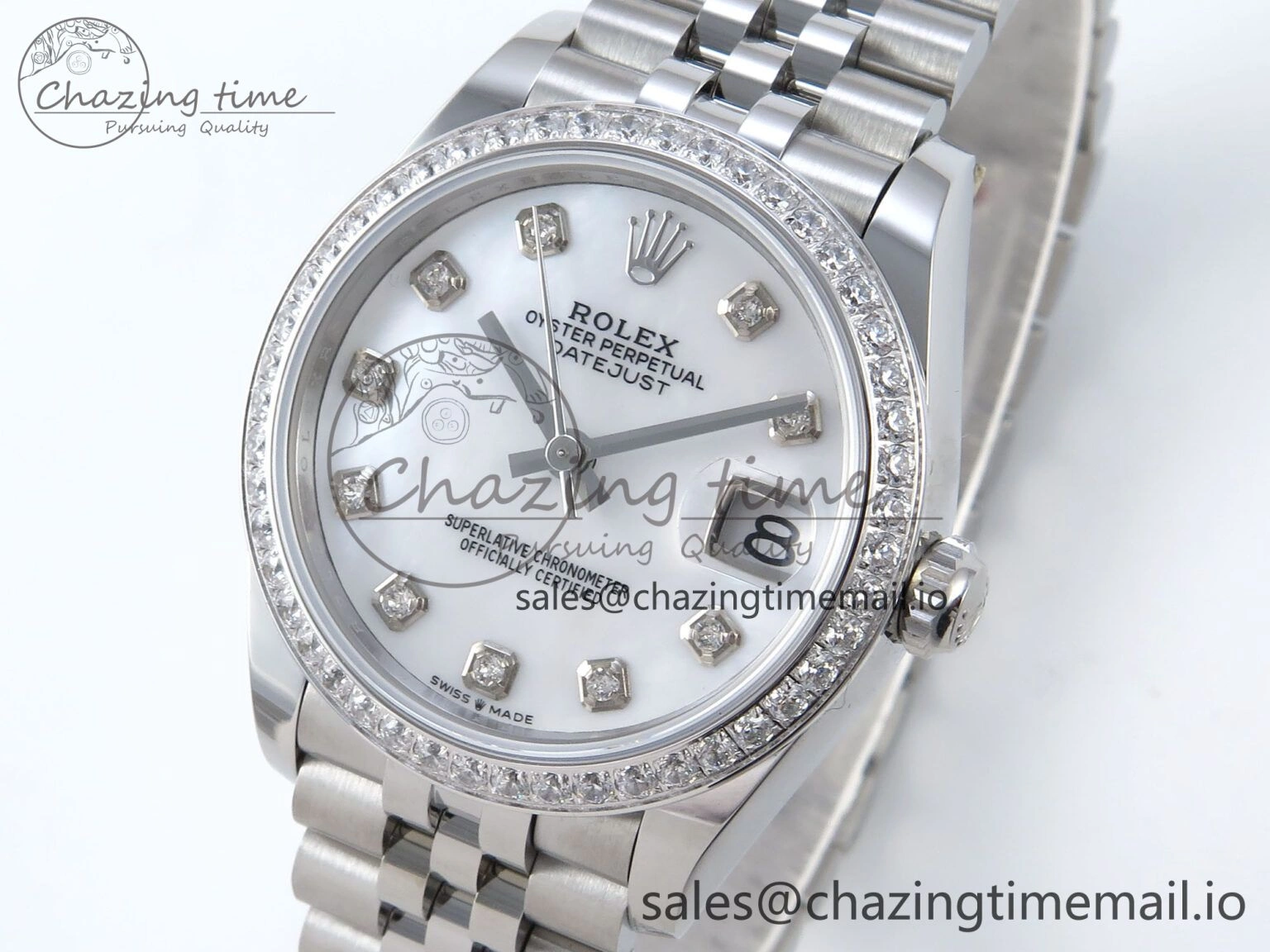 DateJust 31 278384RBR ARF 1:1 Best Edition 904L Steel White MOP Dial Diamonds Bezel on SS Jubilee Bracelet ETA Minimalist 448