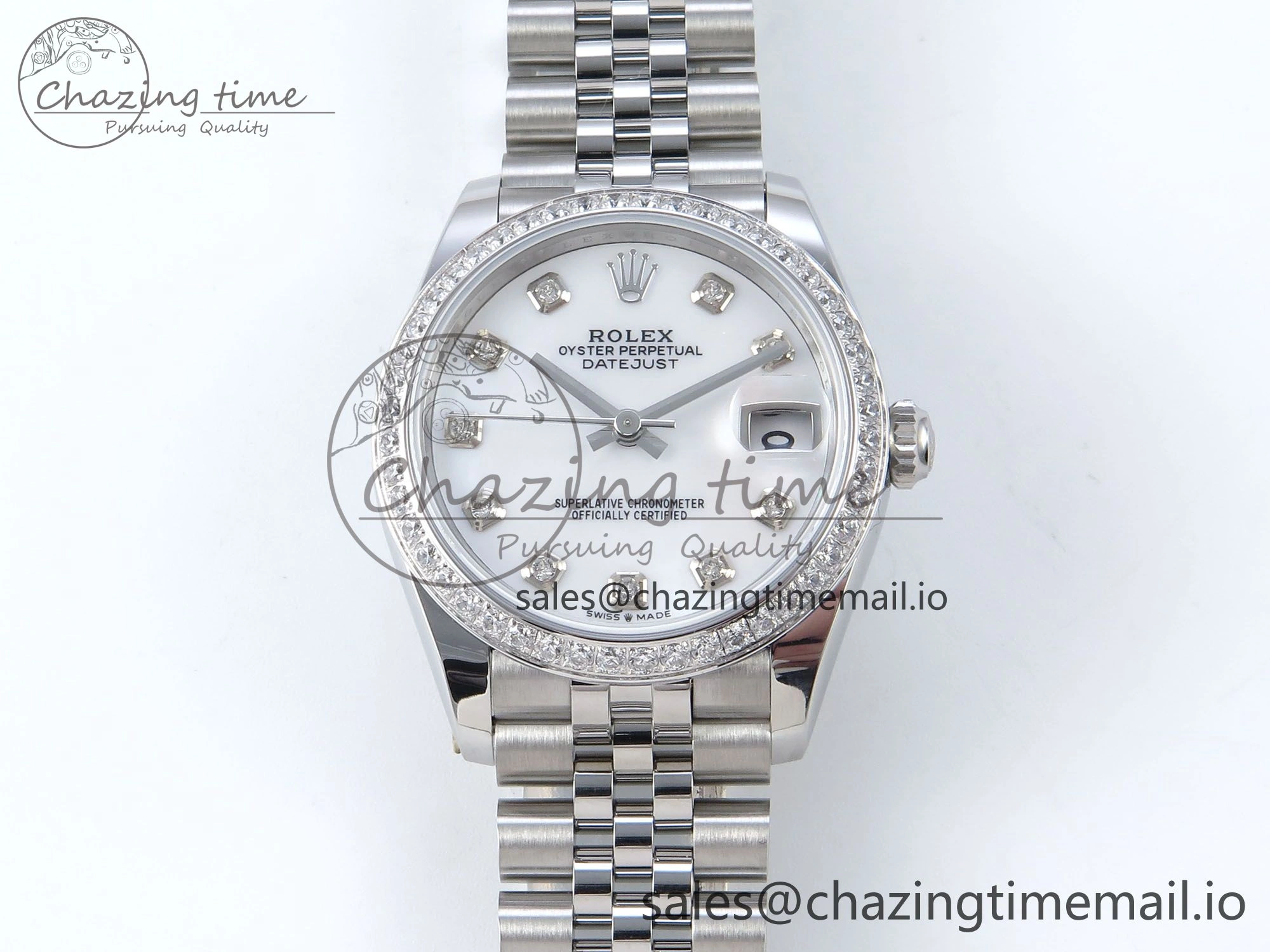 DateJust 31 278384RBR ARF 1:1 Best Edition 904L Steel White MOP Dial Diamonds Bezel on SS Jubilee Bracelet ETA Minimalist 448