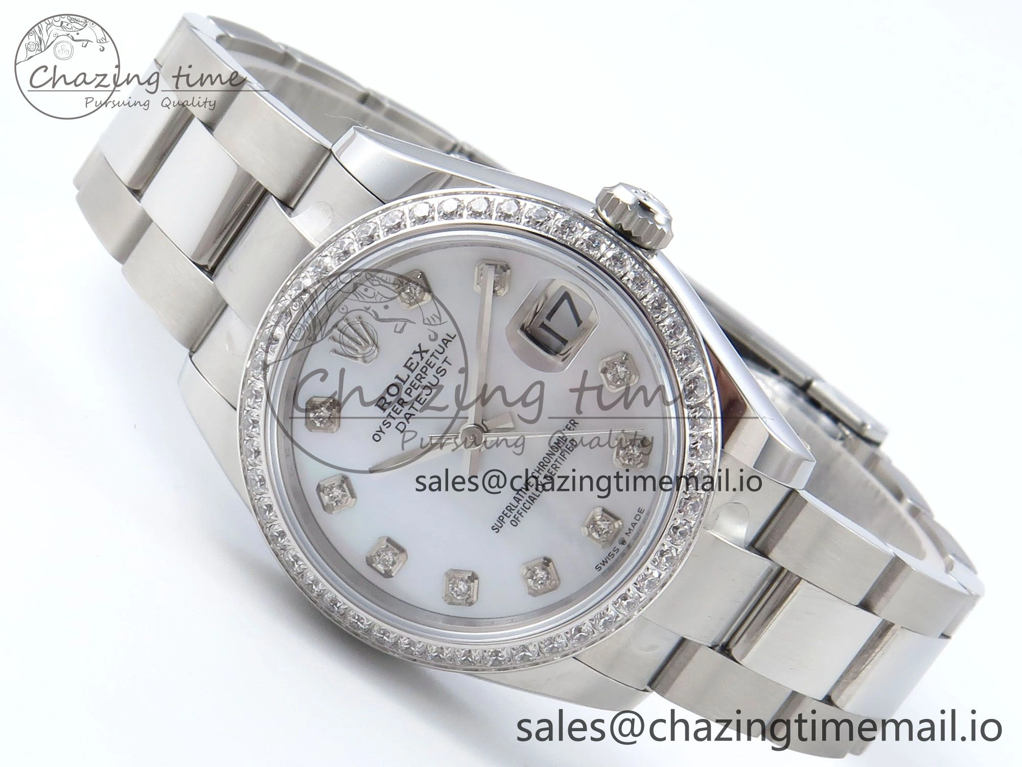 DateJust 31 278384RBR ARF 1:1 Best Edition 904L Steel White MOP Dial Diamonds Bezel on SS Oyster Bracelet ETA Sustainable 430