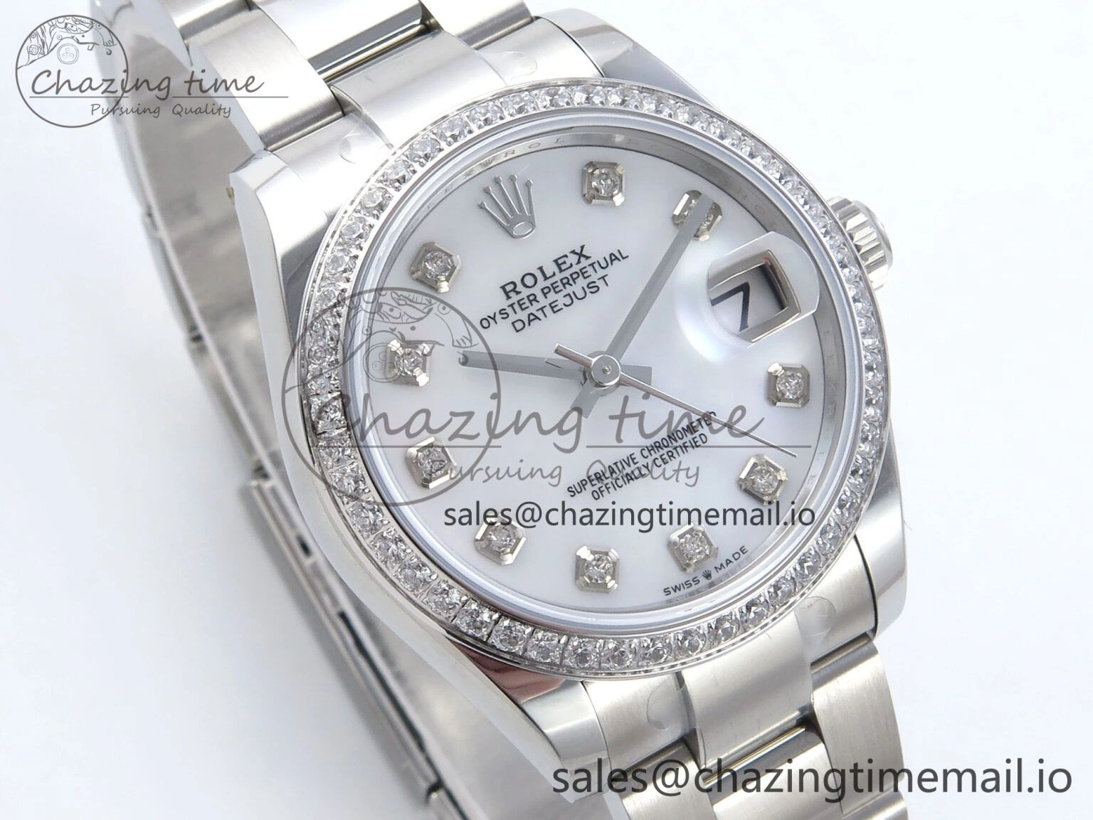 DateJust 31 278384RBR ARF 1:1 Best Edition 904L Steel White MOP Dial Diamonds Bezel on SS Oyster Bracelet ETA Sustainable 430