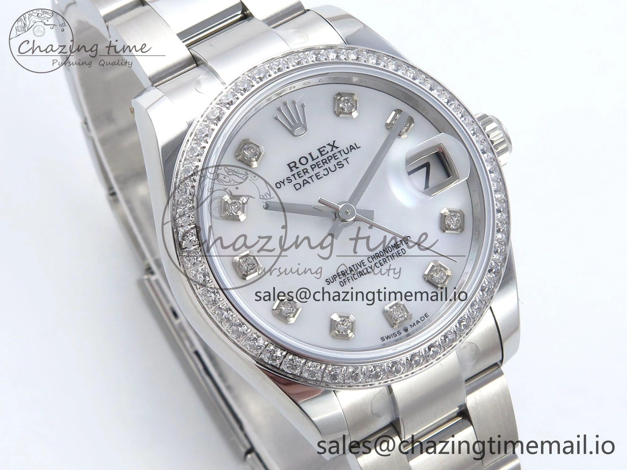 DateJust 31 278384RBR ARF 1:1 Best Edition 904L Steel White MOP Dial Diamonds Bezel on SS Oyster Bracelet ETA Sustainable 430