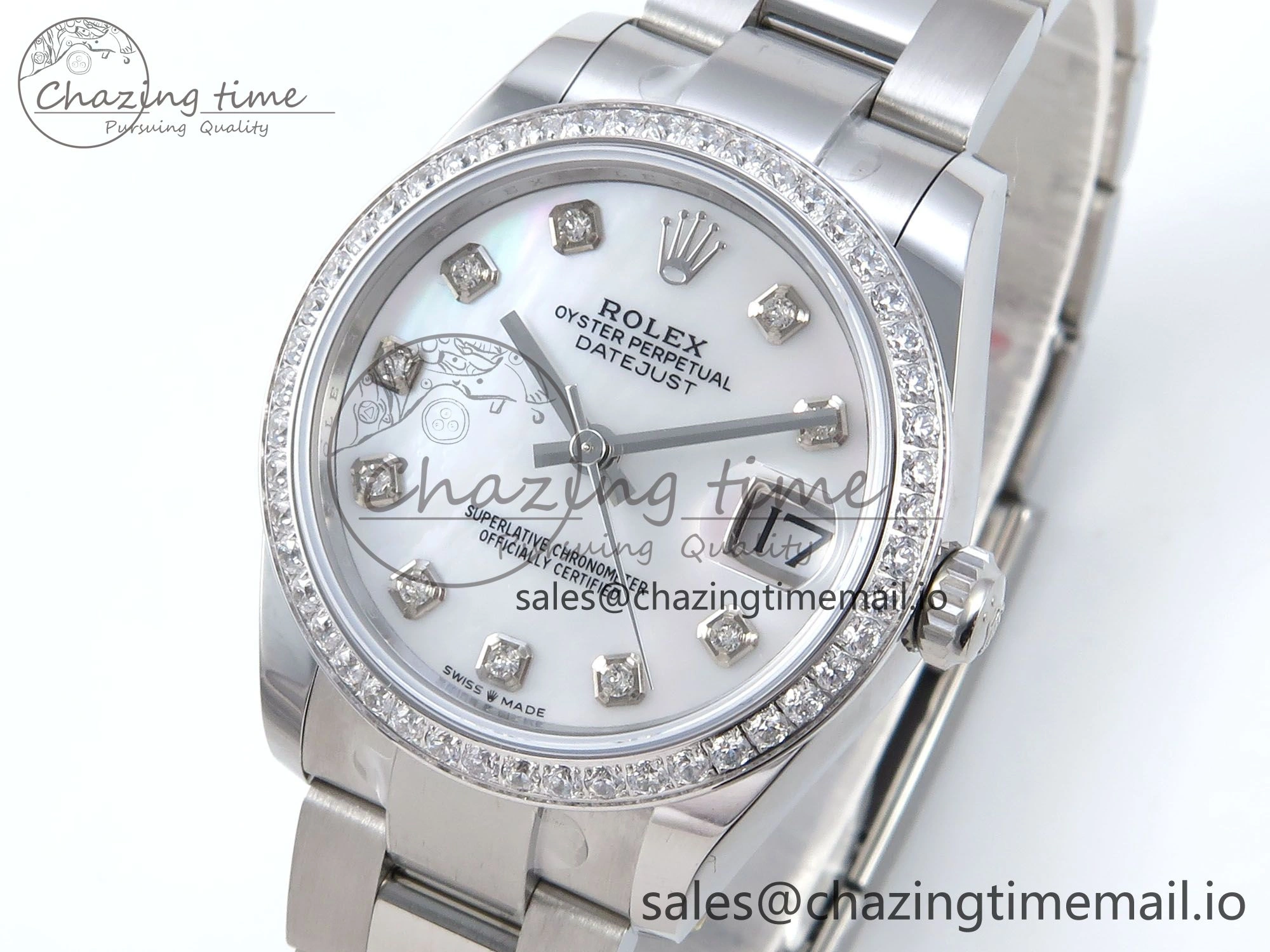 DateJust 31 278384RBR ARF 1:1 Best Edition 904L Steel White MOP Dial Diamonds Bezel on SS Oyster Bracelet ETA Sustainable 430