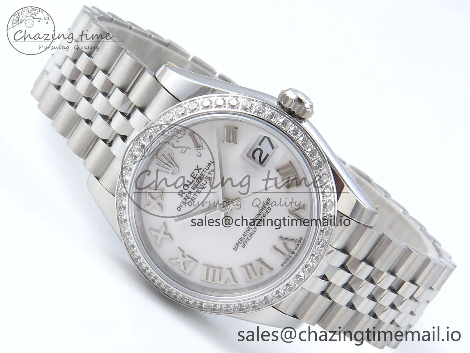 SmartChoice DateJust 31 278384RBR ARF 1:1 Best Edition 904L Steel White Roman Dial Diamonds Bezel on SS Jubilee Bracelet ETA 456
