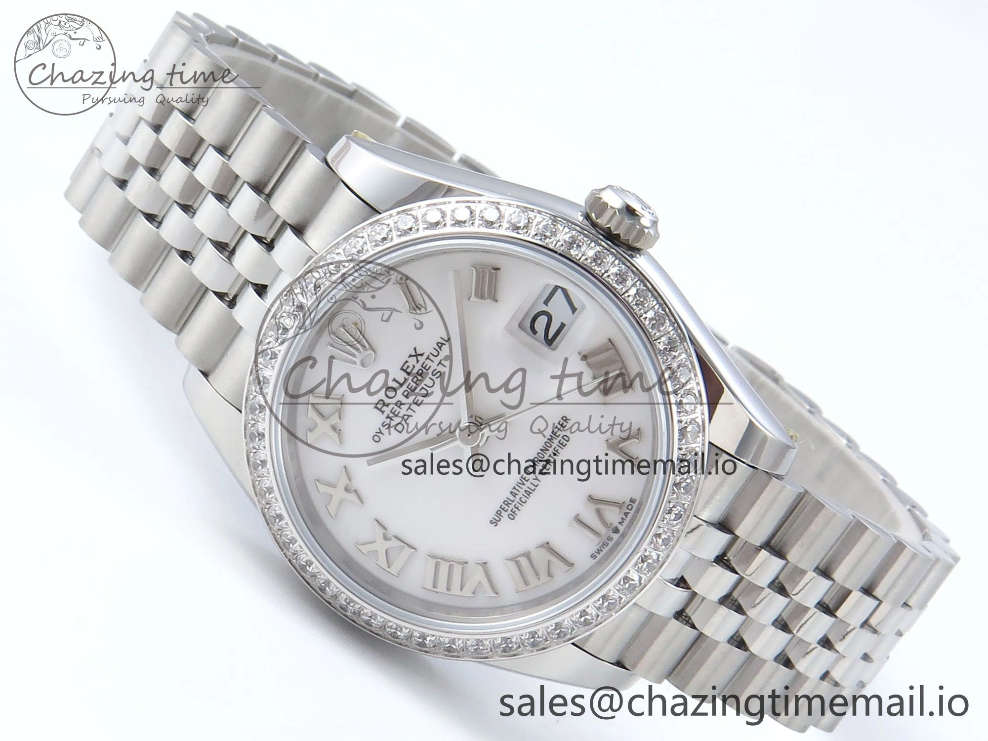 SmartChoice DateJust 31 278384RBR ARF 1:1 Best Edition 904L Steel White Roman Dial Diamonds Bezel on SS Jubilee Bracelet ETA 456