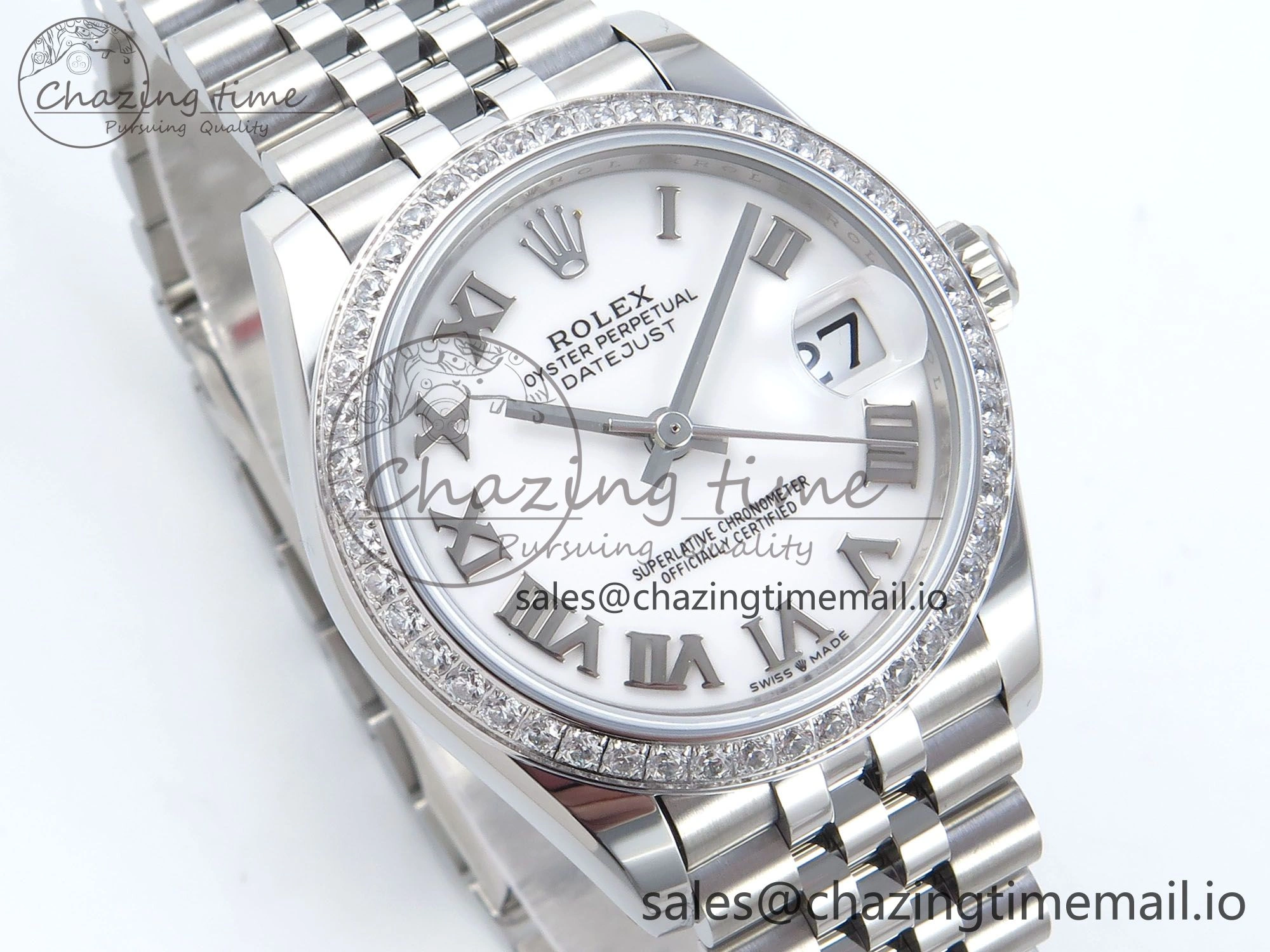 SmartChoice DateJust 31 278384RBR ARF 1:1 Best Edition 904L Steel White Roman Dial Diamonds Bezel on SS Jubilee Bracelet ETA 456