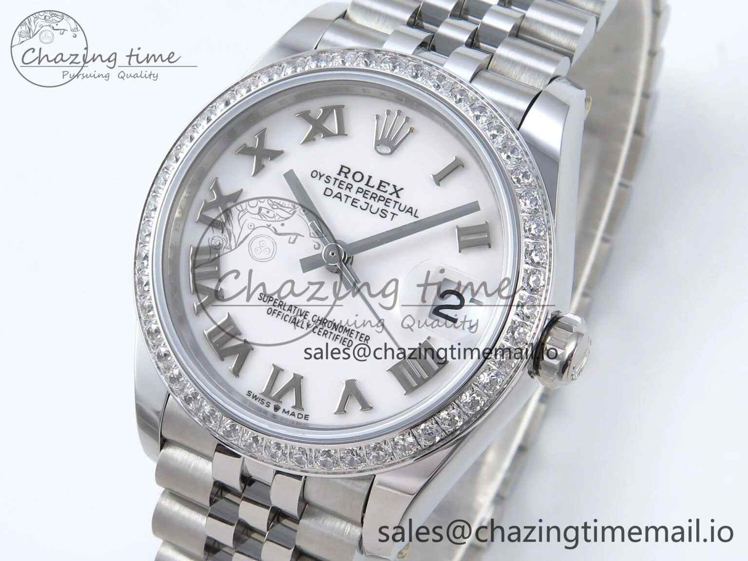 SmartChoice DateJust 31 278384RBR ARF 1:1 Best Edition 904L Steel White Roman Dial Diamonds Bezel on SS Jubilee Bracelet ETA 456