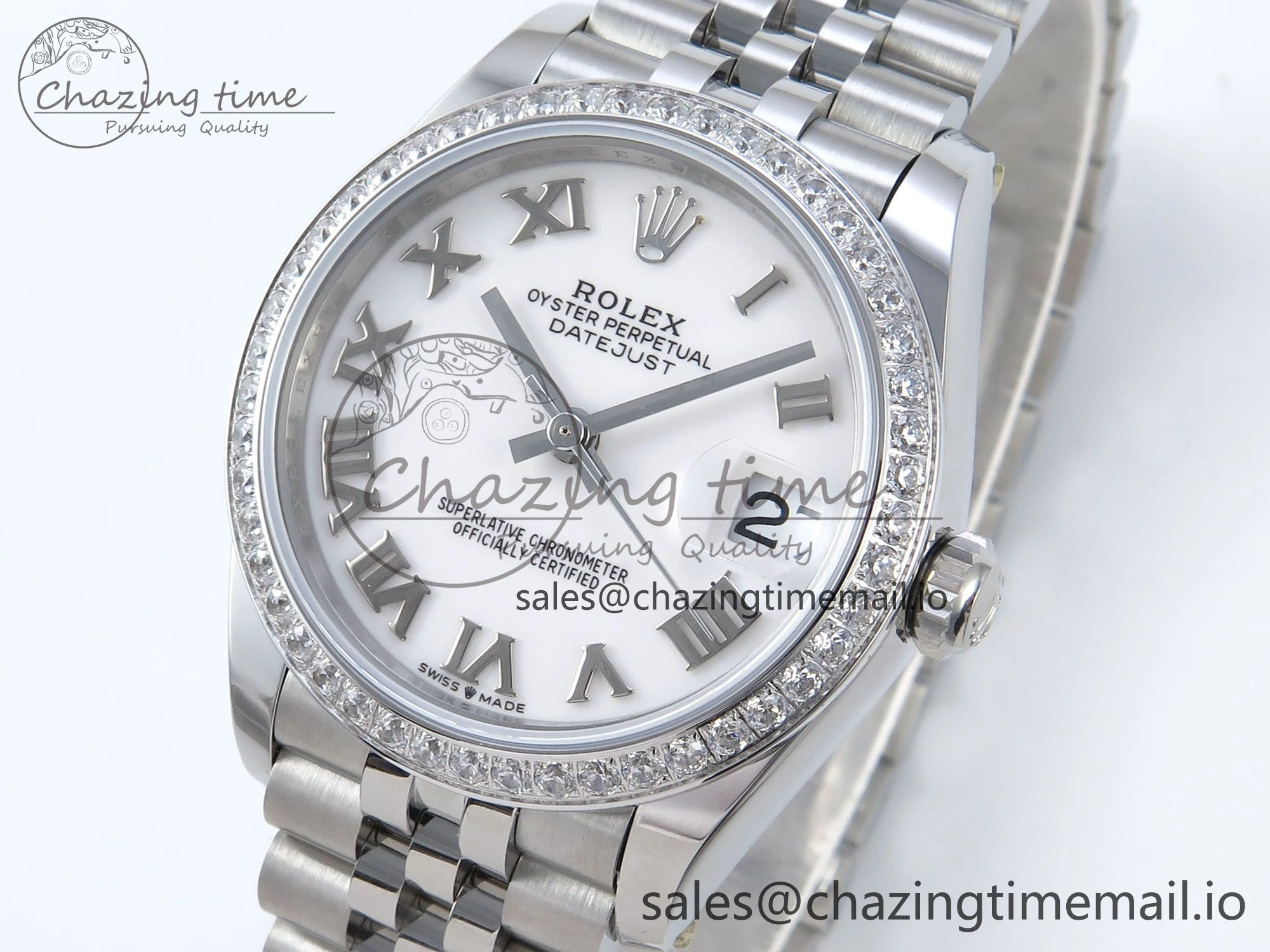 SmartChoice DateJust 31 278384RBR ARF 1:1 Best Edition 904L Steel White Roman Dial Diamonds Bezel on SS Jubilee Bracelet ETA 456