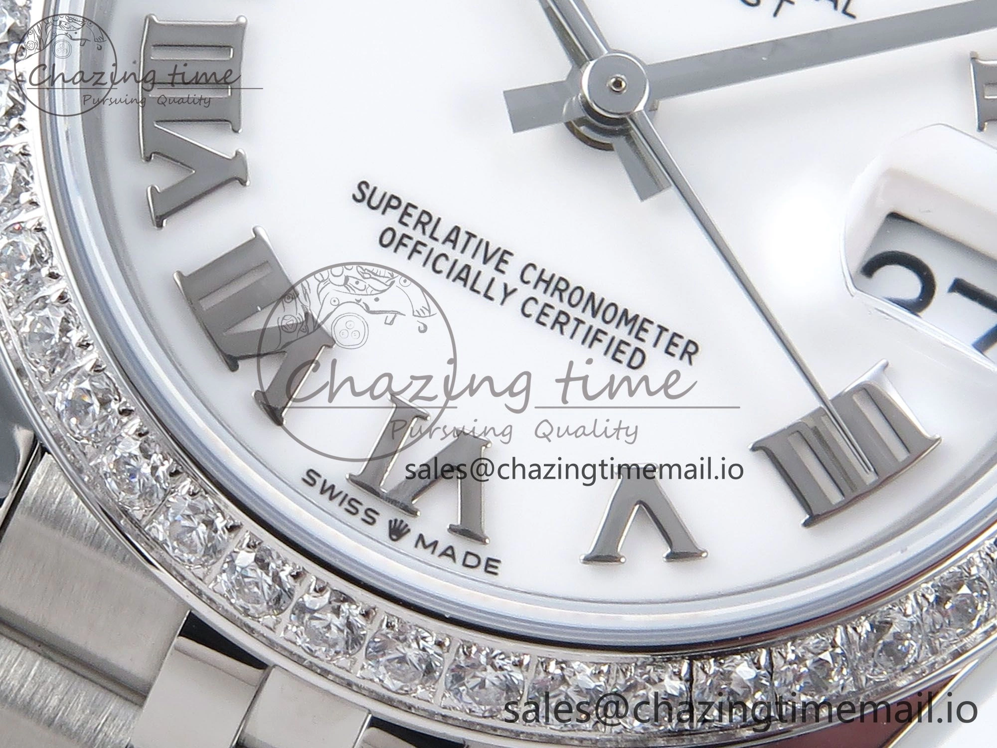 SmartChoice DateJust 31 278384RBR ARF 1:1 Best Edition 904L Steel White Roman Dial Diamonds Bezel on SS Jubilee Bracelet ETA 456