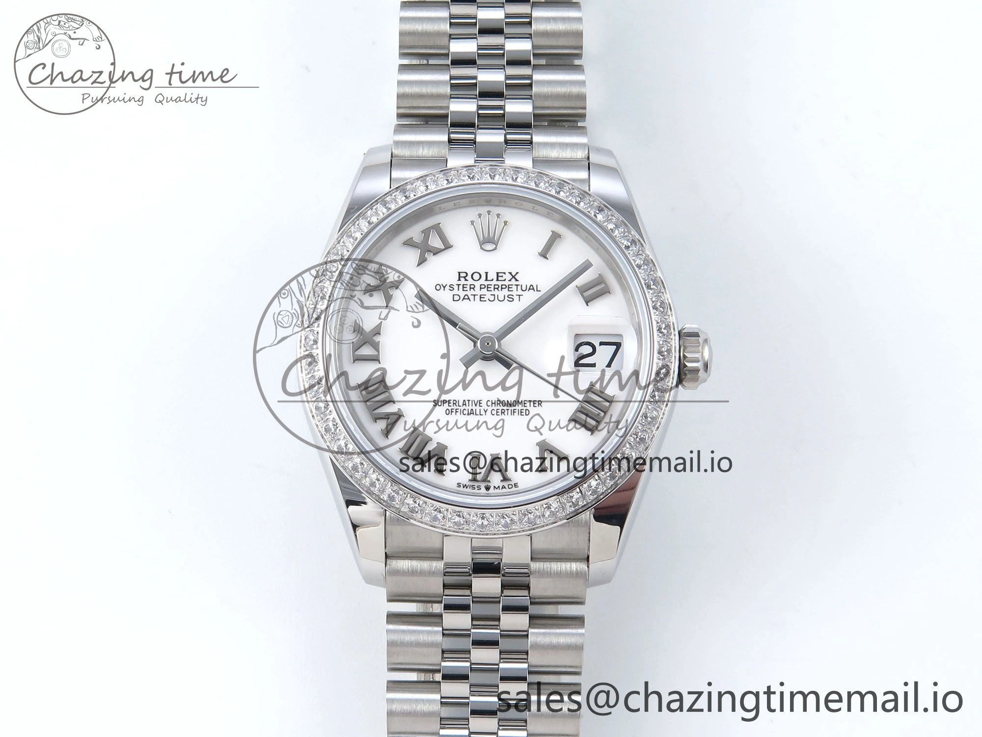 SmartChoice DateJust 31 278384RBR ARF 1:1 Best Edition 904L Steel White Roman Dial Diamonds Bezel on SS Jubilee Bracelet ETA 456