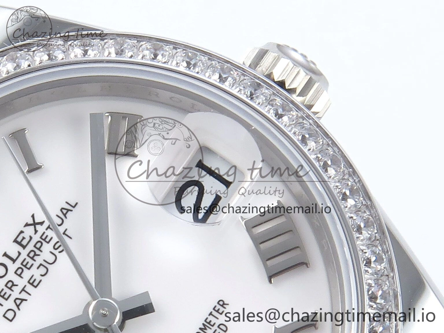 Unique DateJust 31 278384RBR ARF 1:1 Best Edition 904L Steel White Roman Dial Diamonds Bezel on SS Oyster Bracelet ETA 438
