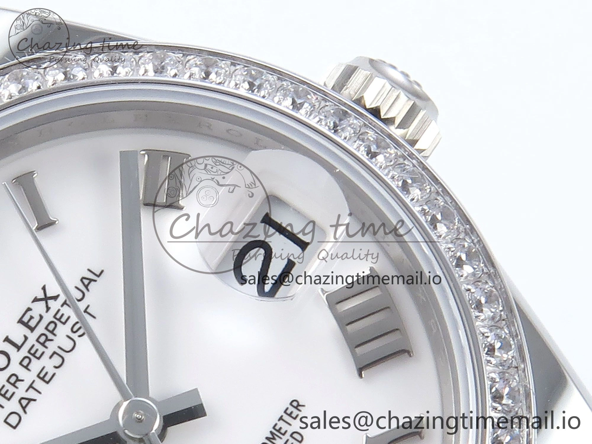 Unique DateJust 31 278384RBR ARF 1:1 Best Edition 904L Steel White Roman Dial Diamonds Bezel on SS Oyster Bracelet ETA 438