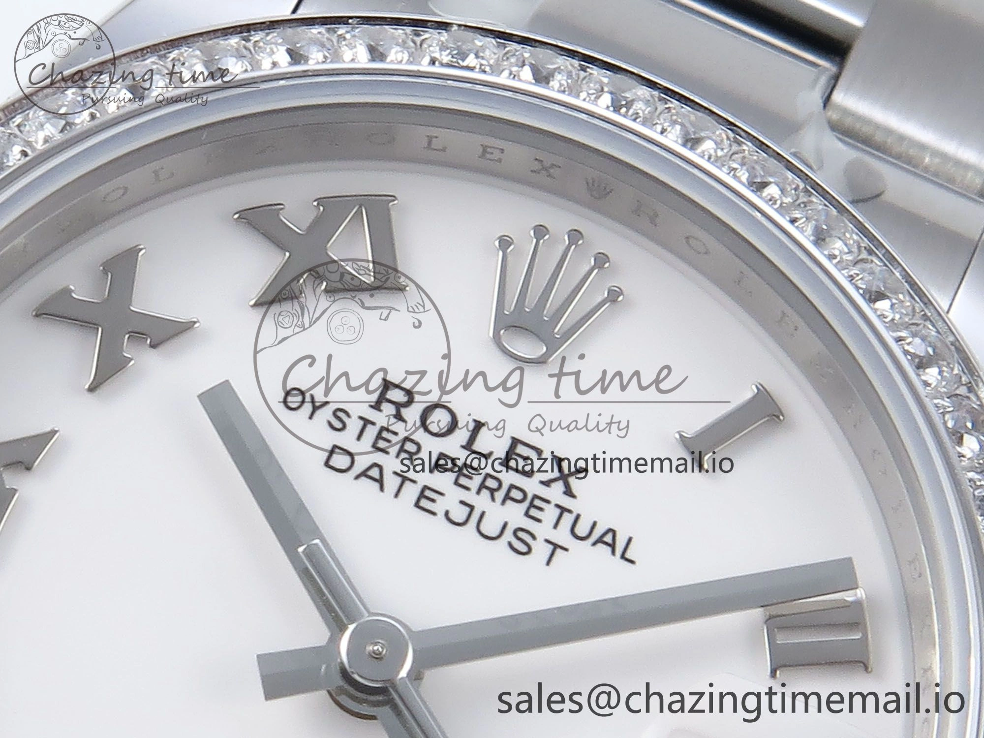 Unique DateJust 31 278384RBR ARF 1:1 Best Edition 904L Steel White Roman Dial Diamonds Bezel on SS Oyster Bracelet ETA 438