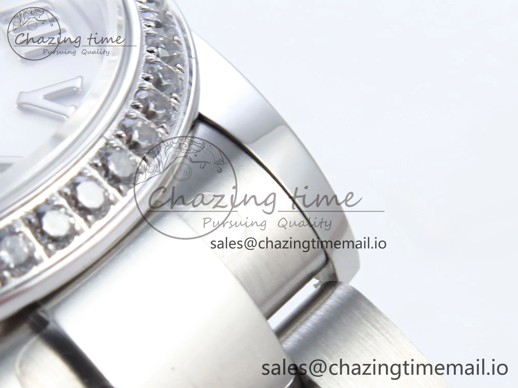 Unique DateJust 31 278384RBR ARF 1:1 Best Edition 904L Steel White Roman Dial Diamonds Bezel on SS Oyster Bracelet ETA 438