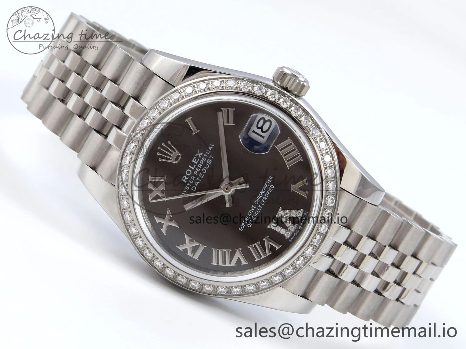 DateJust 31 278384RBR JARF 1:1 Best Edition 904L Steel Gray Roman Diamonds Dial on SS Jubilee Bracelet HZ BestValue 875