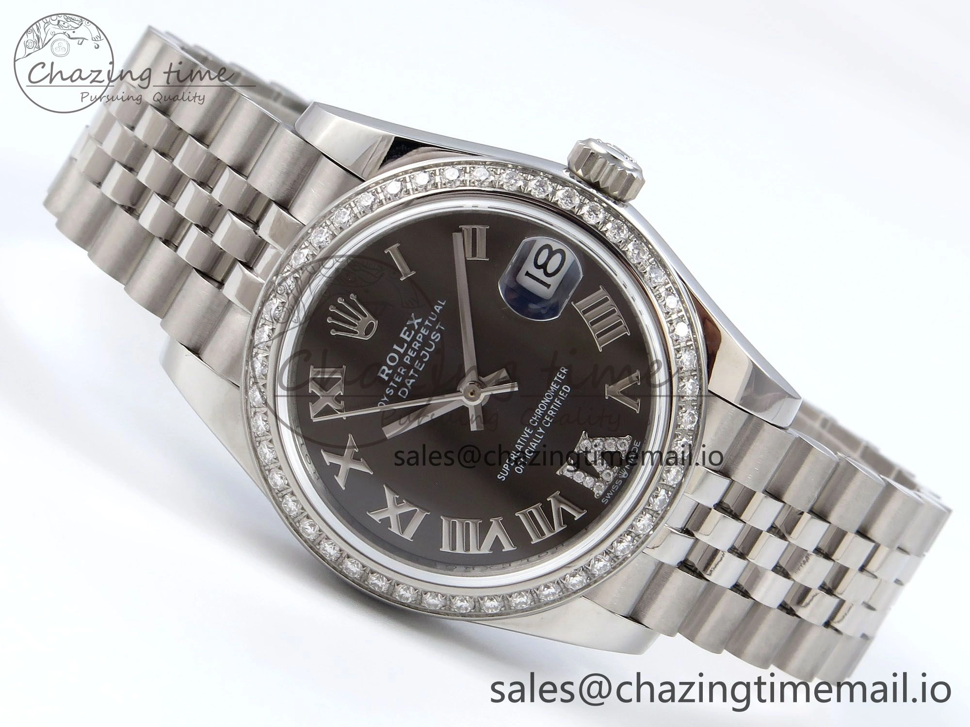 DateJust 31 278384RBR JARF 1:1 Best Edition 904L Steel Gray Roman Diamonds Dial on SS Jubilee Bracelet HZ BestValue 875