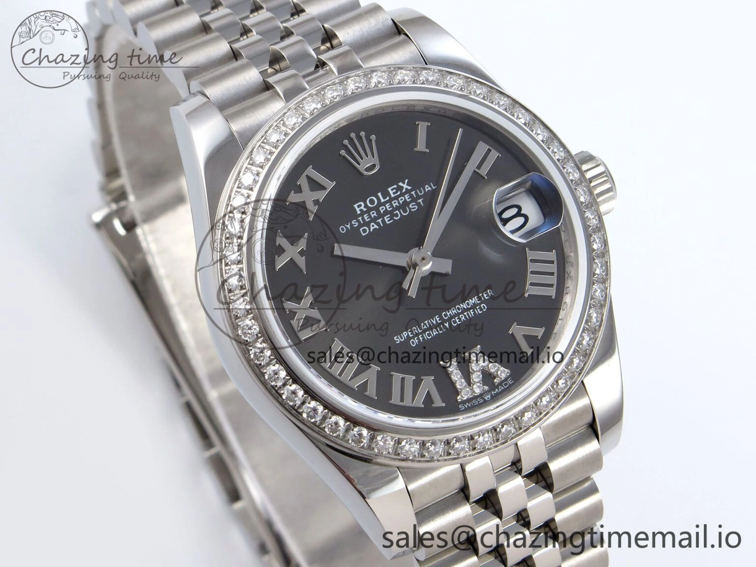 DateJust 31 278384RBR JARF 1:1 Best Edition 904L Steel Gray Roman Diamonds Dial on SS Jubilee Bracelet HZ BestValue 875