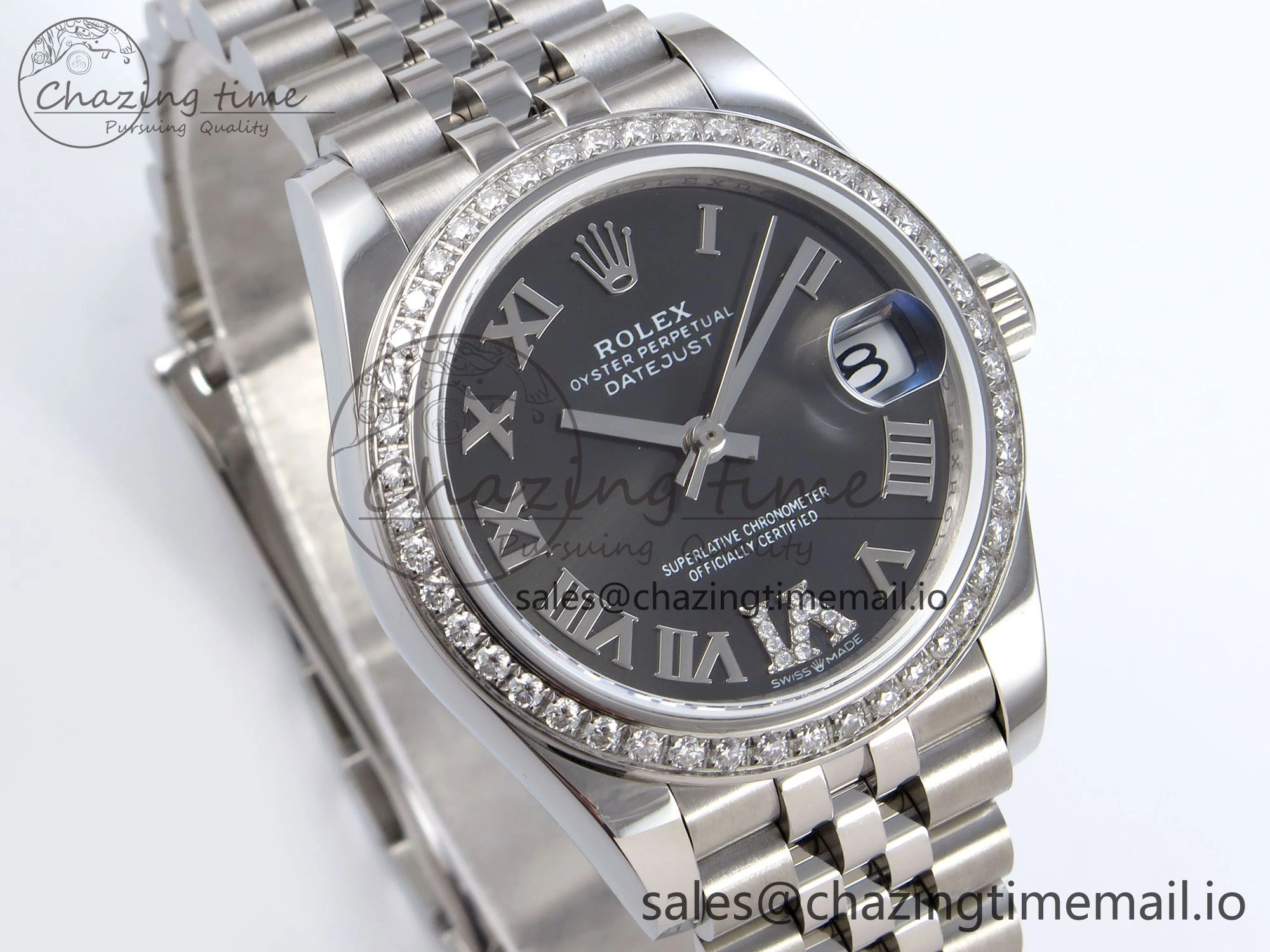 DateJust 31 278384RBR JARF 1:1 Best Edition 904L Steel Gray Roman Diamonds Dial on SS Jubilee Bracelet HZ BestValue 875