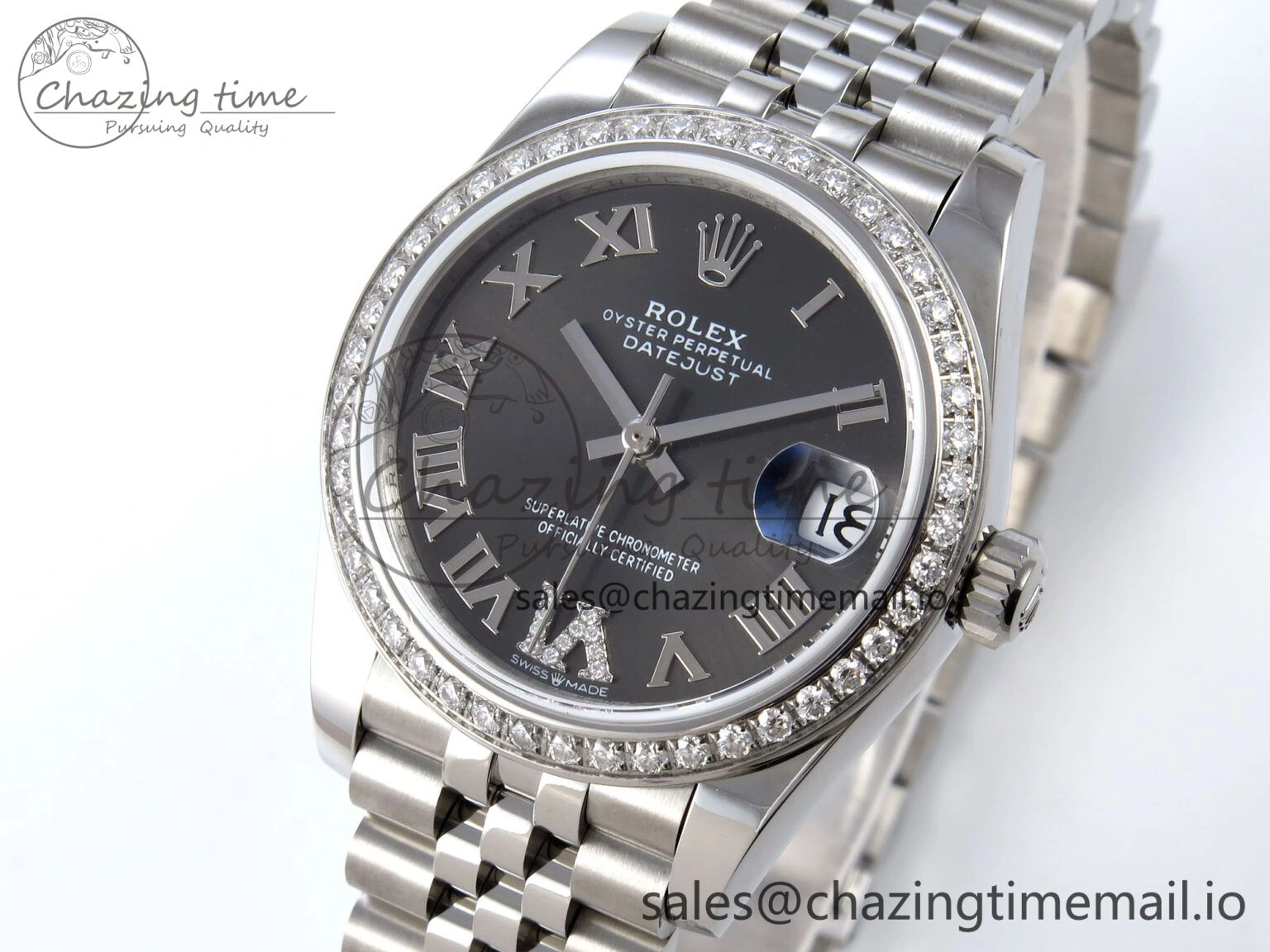 DateJust 31 278384RBR JARF 1:1 Best Edition 904L Steel Gray Roman Diamonds Dial on SS Jubilee Bracelet HZ BestValue 875