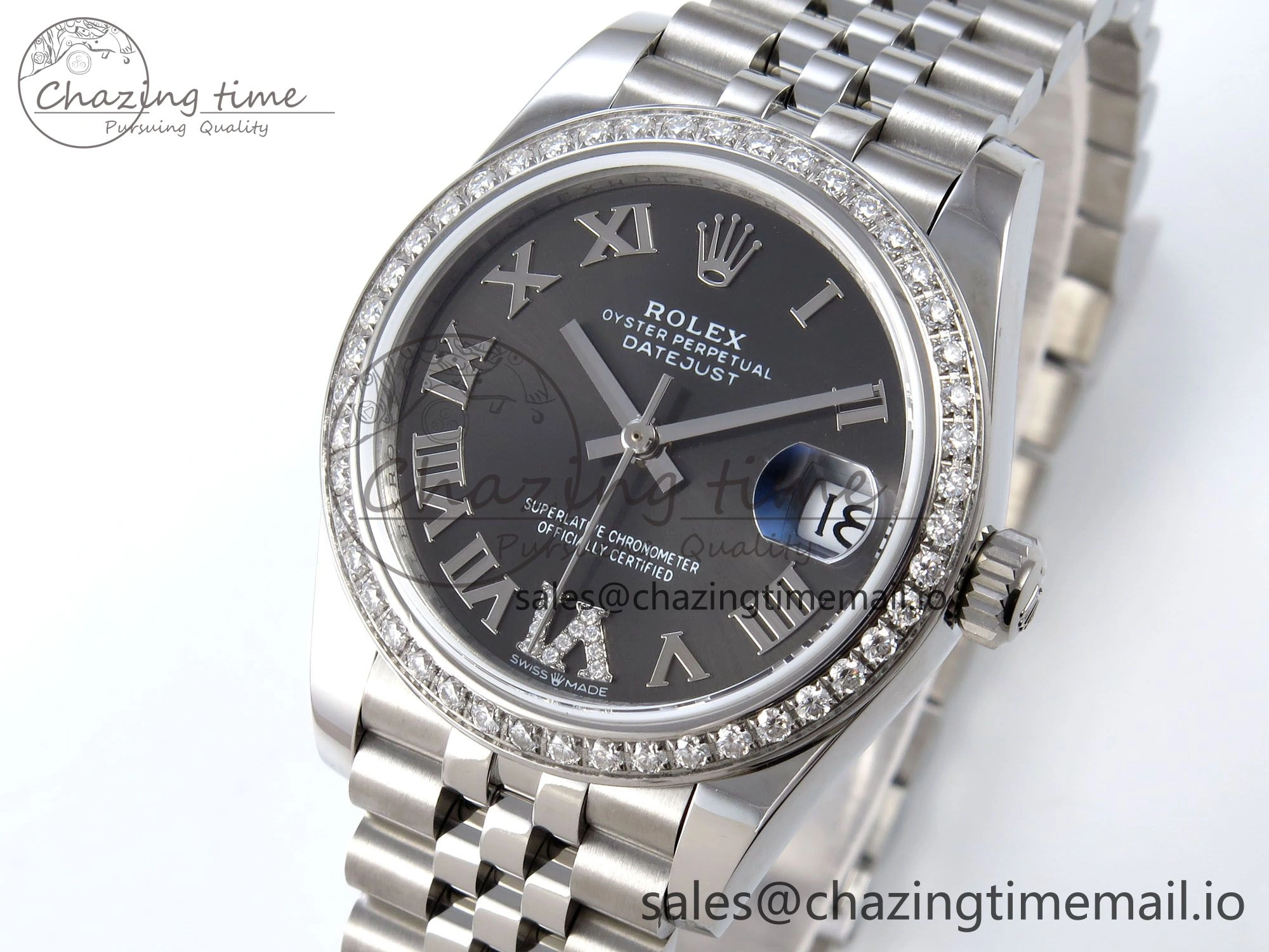 DateJust 31 278384RBR JARF 1:1 Best Edition 904L Steel Gray Roman Diamonds Dial on SS Jubilee Bracelet HZ BestValue 875